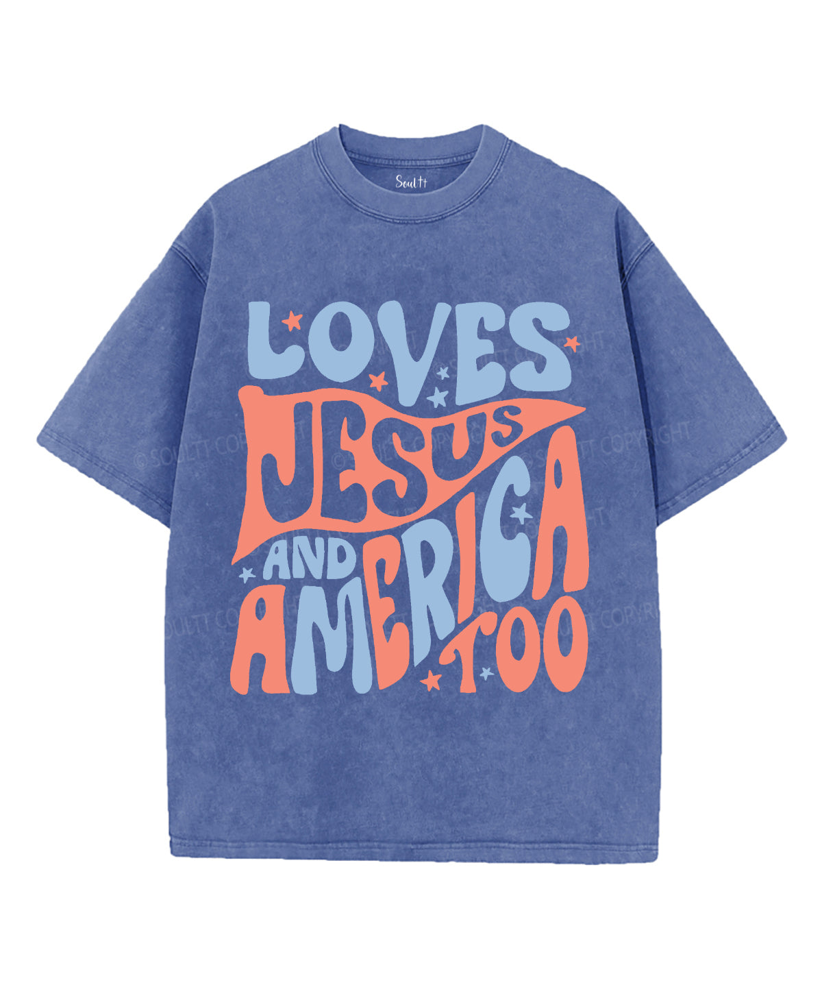 Love Jesus And America Too Unisex Washed Christian T-shirt Hoodie, Sweatshirt | CiraTrend.com (Image 4)