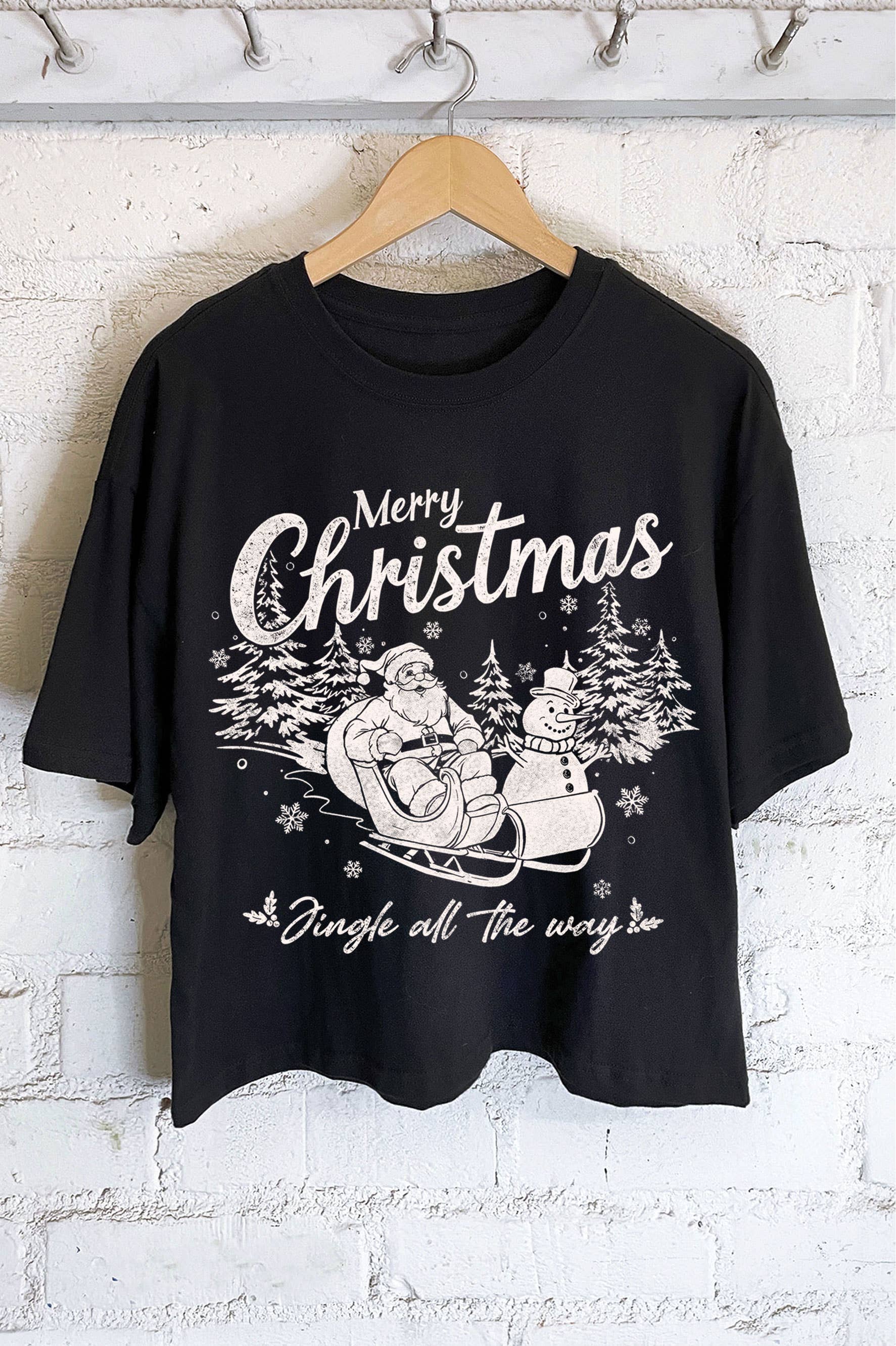 Merry Christmas Santa Graphic Long Crop Top