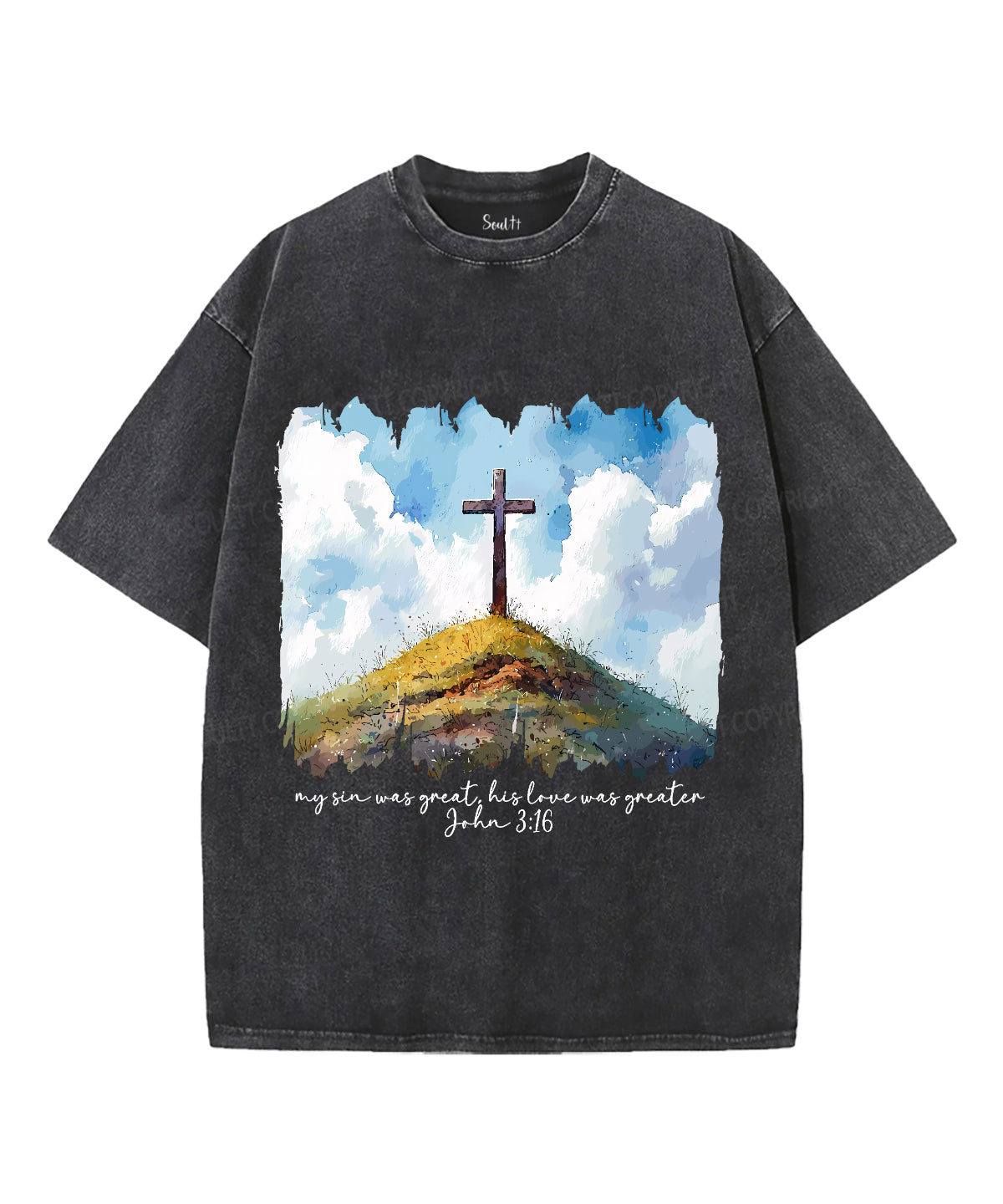 His Love Was Greater Unisex Washed Christian T-shirt Style001 Hoodie, Sweatshirt | CiraTrend.com (Image 1)