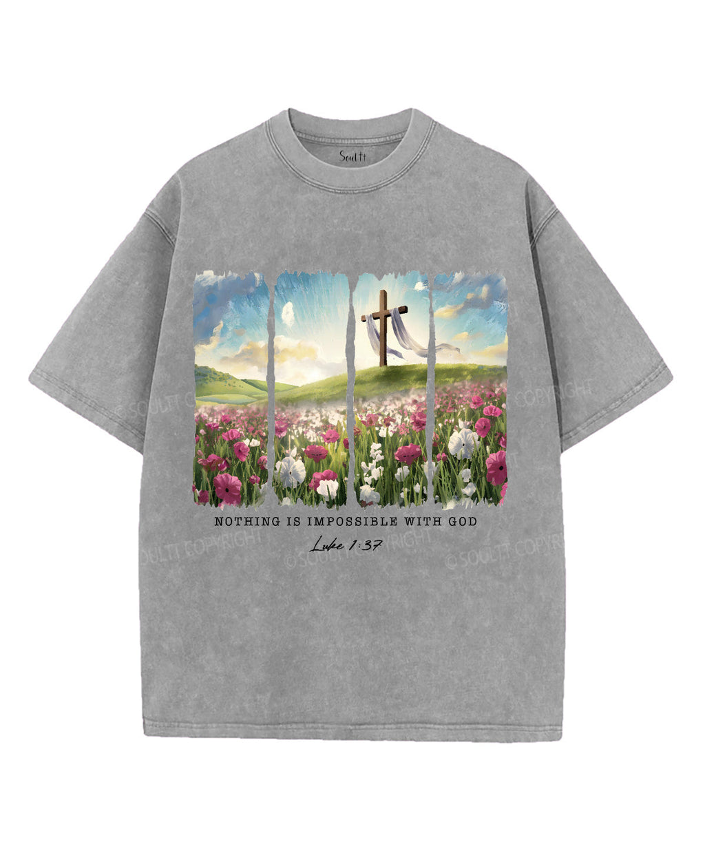 Nothing Is Impossible With God Unisex Washed Christian T-shirt Hoodie, Sweatshirt | CiraTrend.com (Image 2)