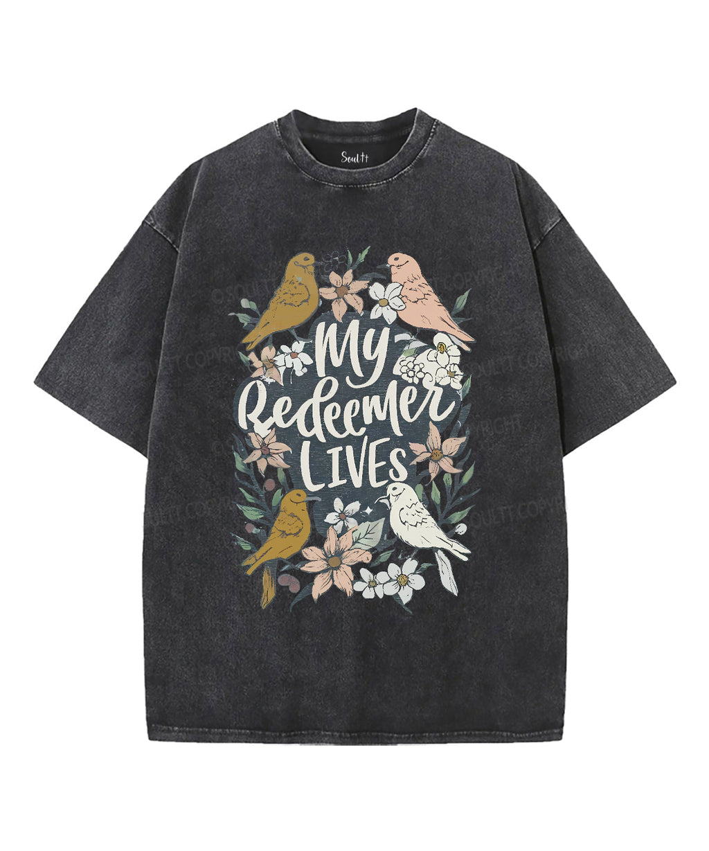 My Redeemer Lives Unisex Washed Christian T-shirt Hoodie, Sweatshirt | CiraTrend.com (Image 2)