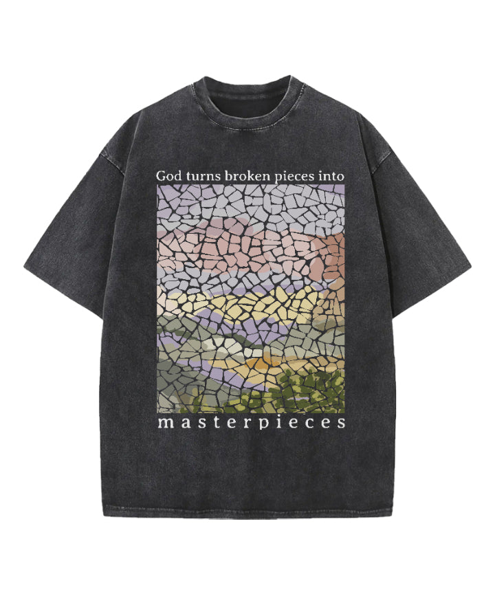 God Turns Broken Pieces Masterpieces Washed Christian T-shirt Hoodie, Sweatshirt | CiraTrend.com (Image 1)