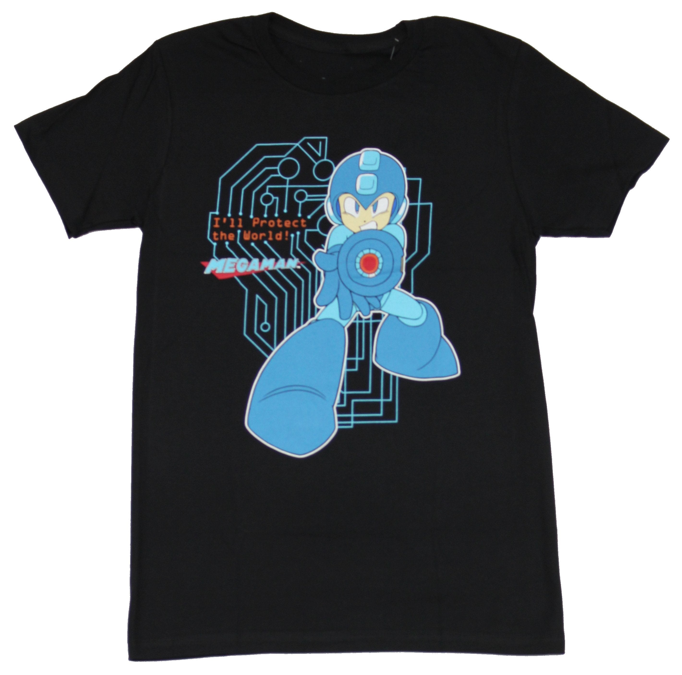 Mega Man (Capcom) Mens T-Shirt - Megaman I'll Protect the World Circuit Hoodie, Sweatshirt | CiraTrend.com