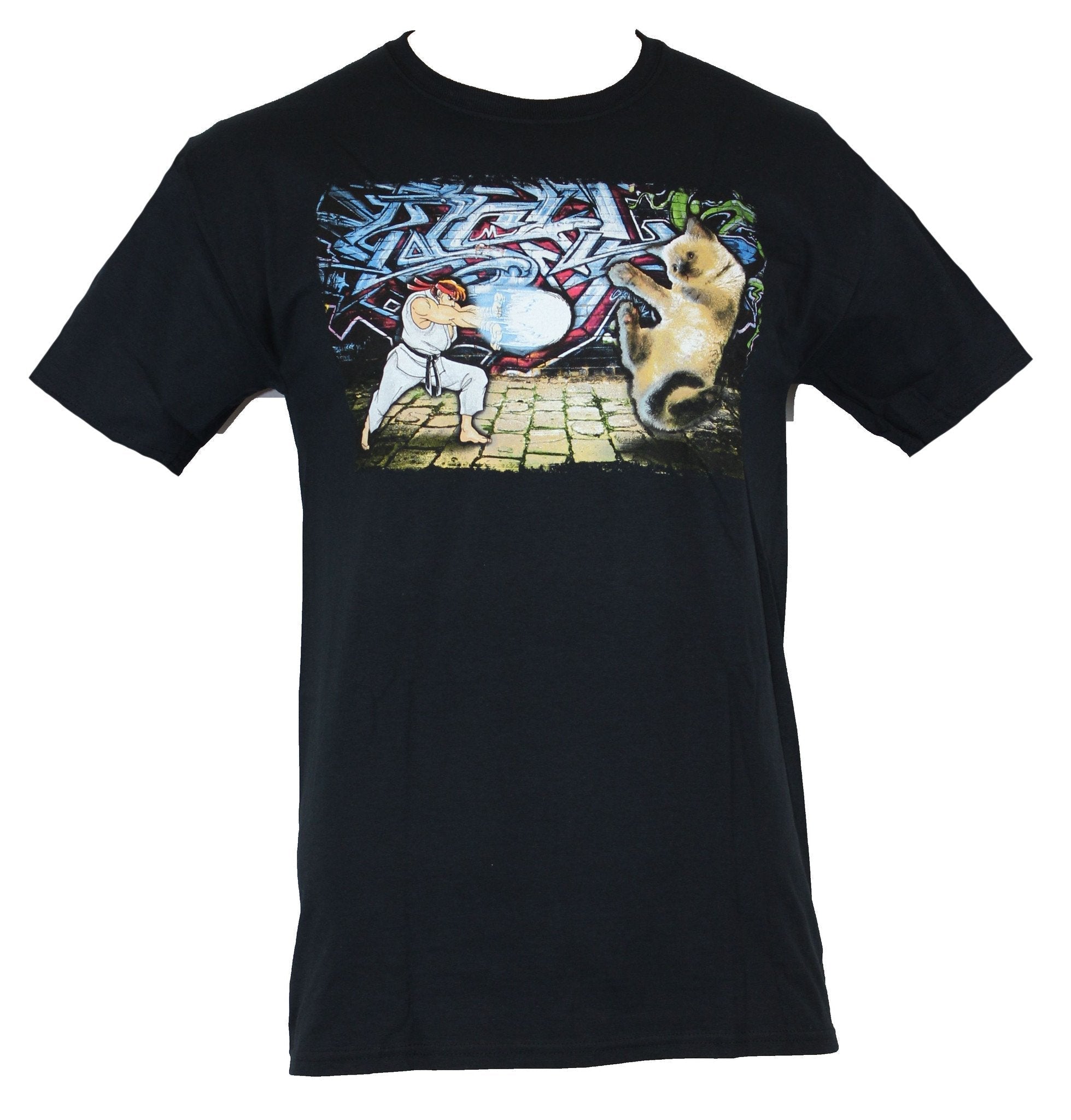 Street Fighter II Mens T-Shirt - Ryu verses Kitten Final BAttle Hoodie, Sweatshirt | CiraTrend.com