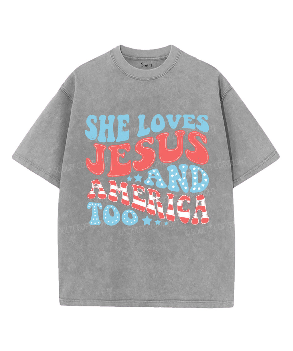 She Loves Jesus Unisex Washed Christian T-shirt Style001 Hoodie, Sweatshirt | CiraTrend.com (Image 3)