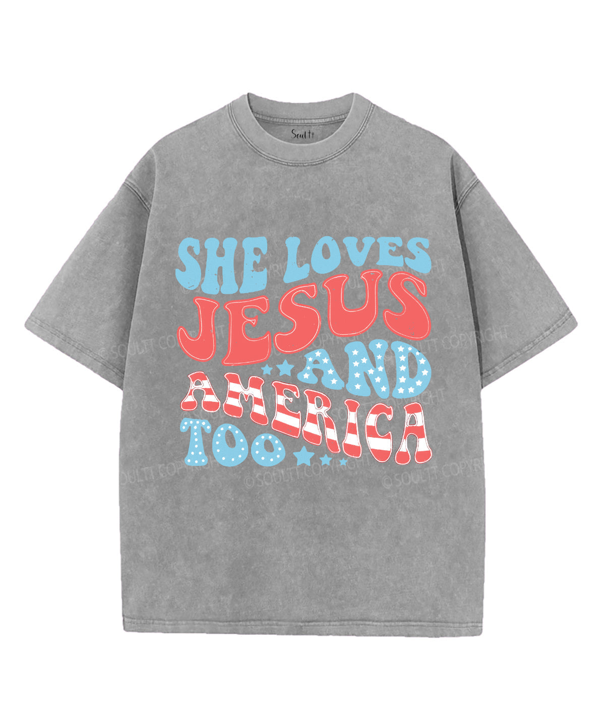 She Loves Jesus Unisex Washed Christian T-shirt Style001 Hoodie, Sweatshirt | CiraTrend.com (Image 3)