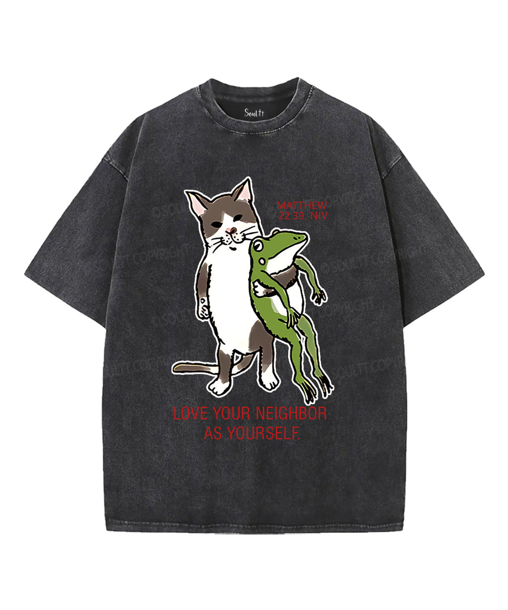 Love Your Neighbor Unisex Washed Christian T-shirt Hoodie, Sweatshirt | CiraTrend.com (Image 2)