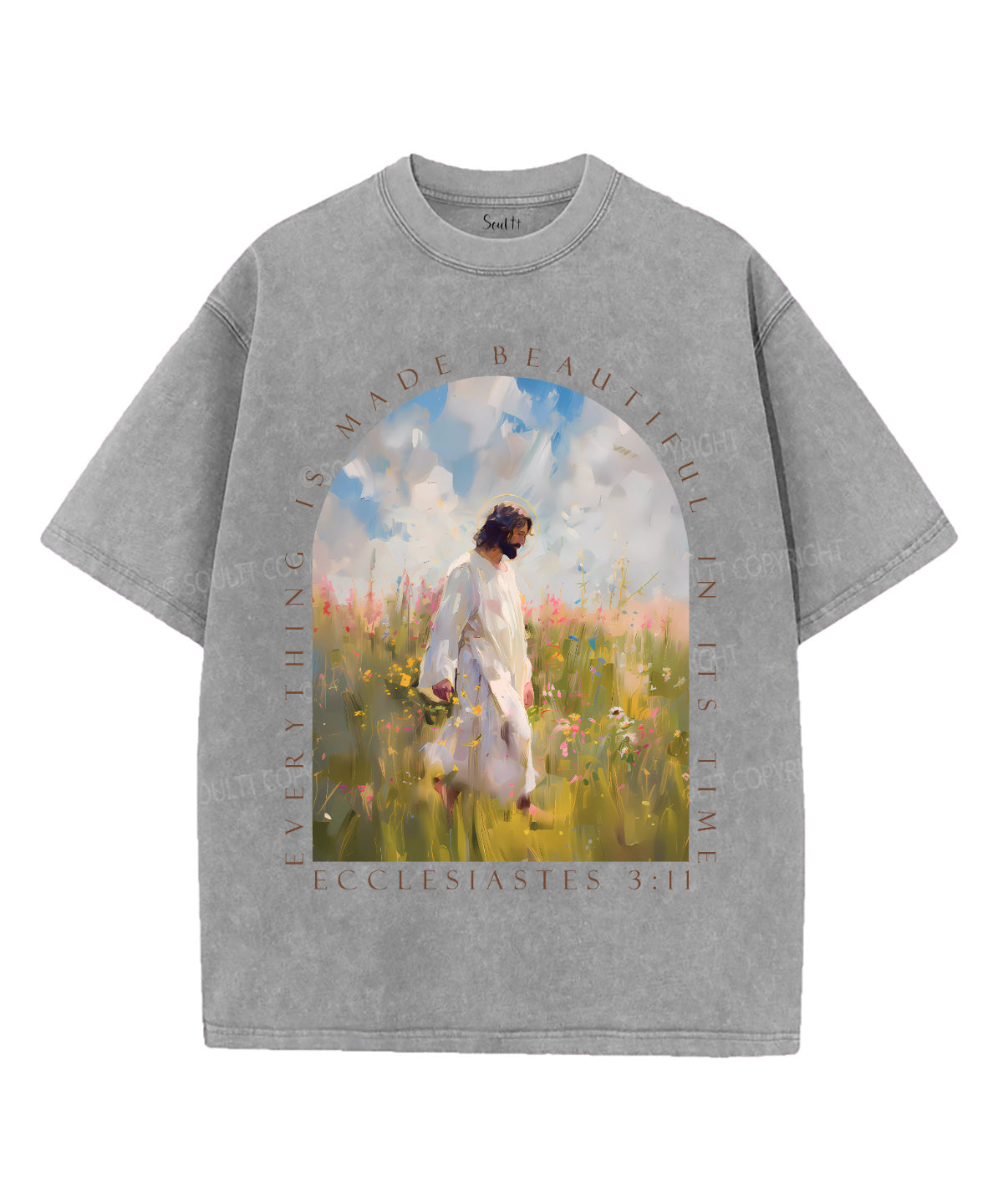 Everything Is Made Beautiful In It's Time Unisex Washed Christian T-shirt Hoodie, Sweatshirt | CiraTrend.com (Image 3)
