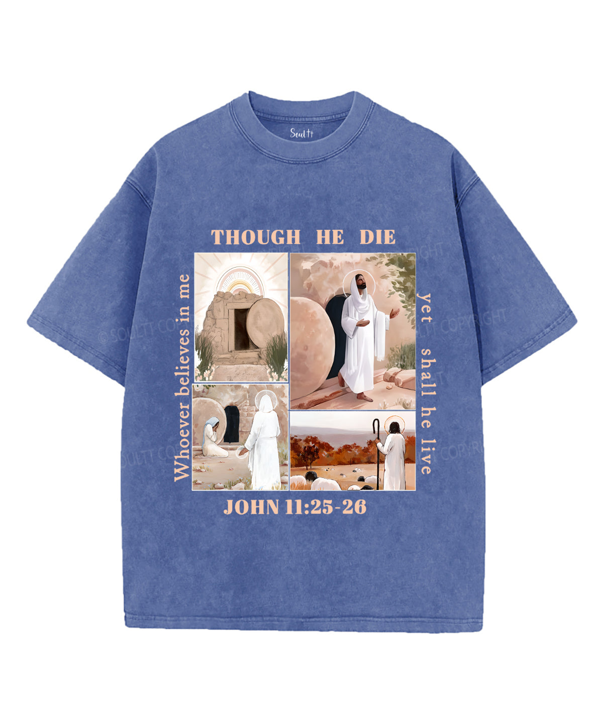 Though He Die Unisex Washed Christian T-shirt Hoodie, Sweatshirt | CiraTrend.com (Image 4)