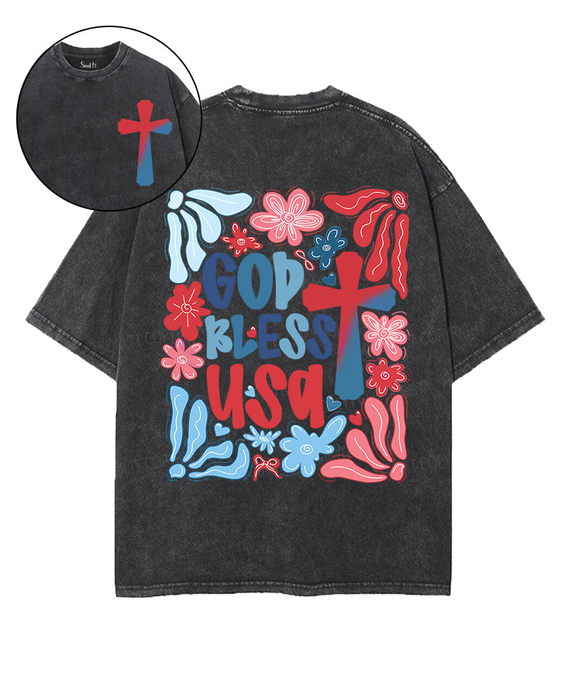 God Bless USA Double Sided Washed Christian T-Shirts, Hoodie, Sweatshirt