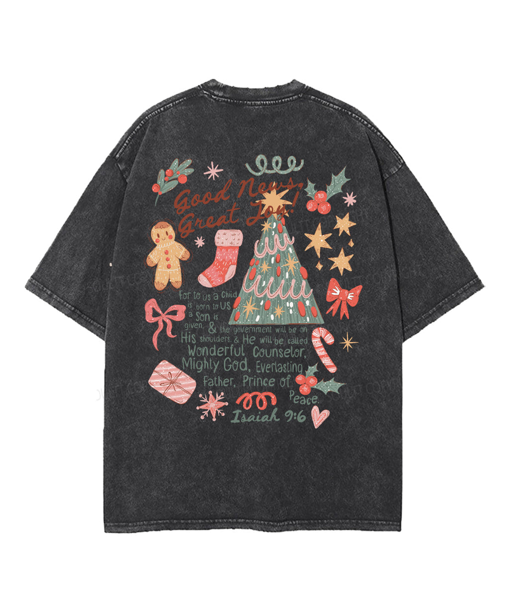 Good News Great Joy Double Sided Washed Christian T-shirt Hoodie, Sweatshirt | CiraTrend.com (Image 3)