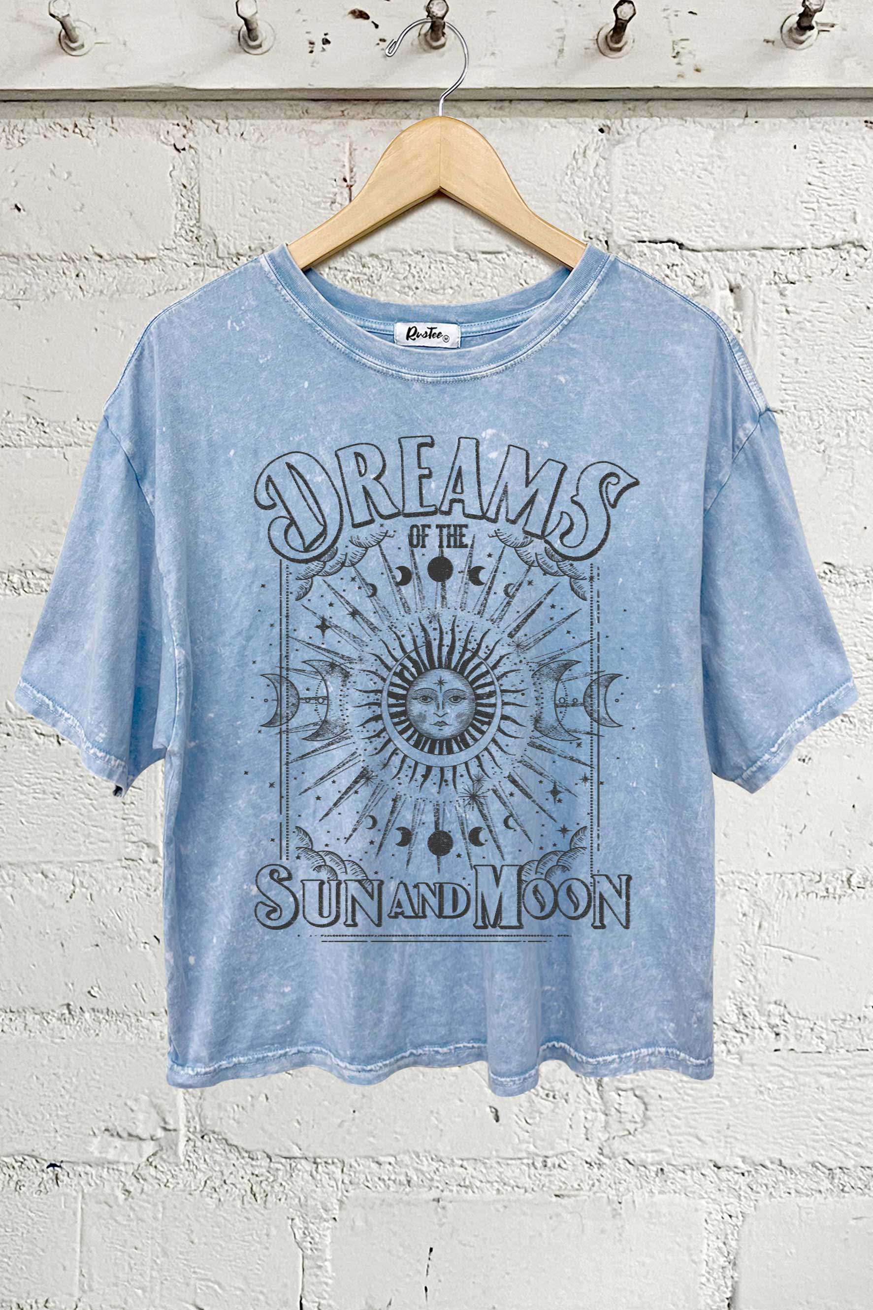 Dream of the Sun and Moon Graphic Mineral Washed Crop Top