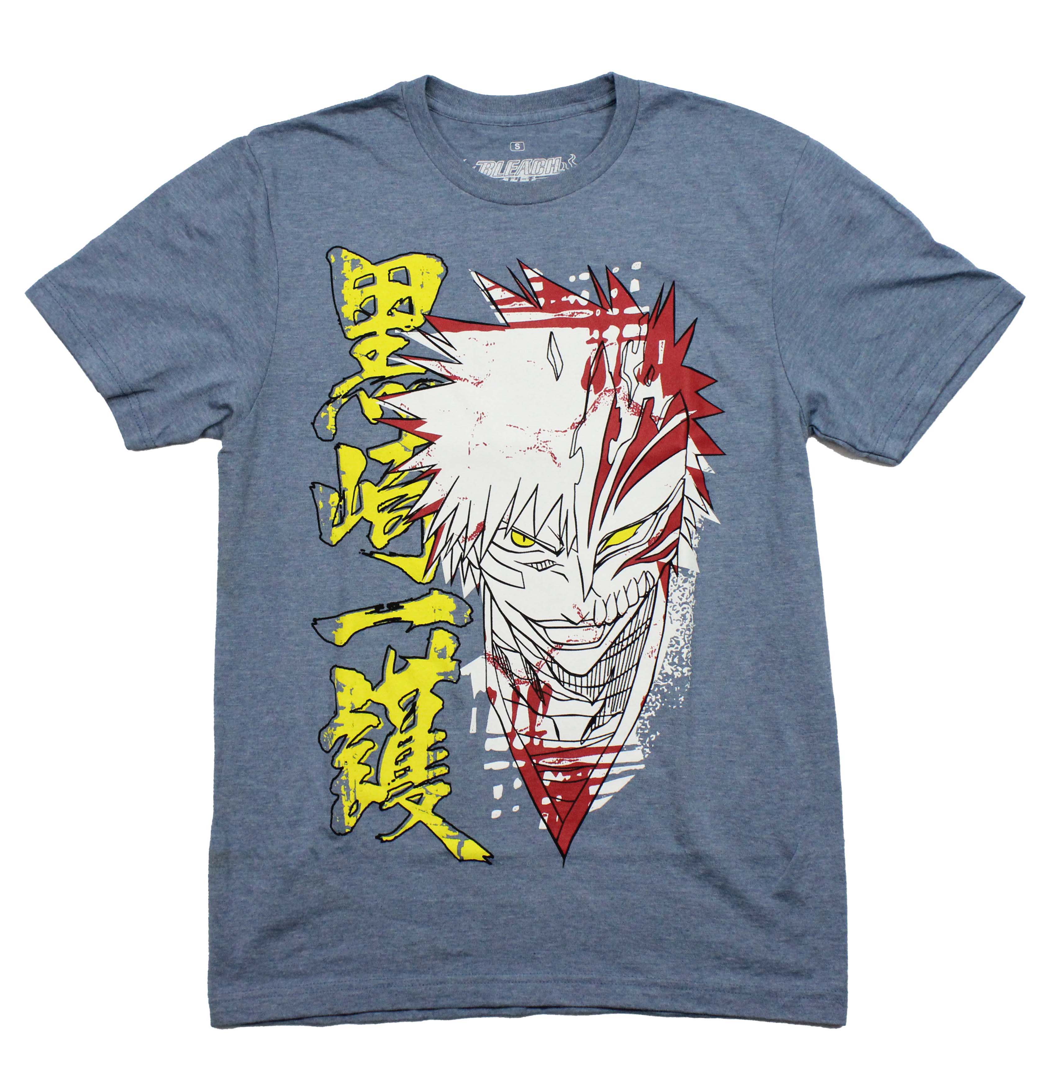 Bleach Mens T-Shirt - Ichigo Blood Splatter Along Yellow Kanji Hoodie, Sweatshirt | CiraTrend.com