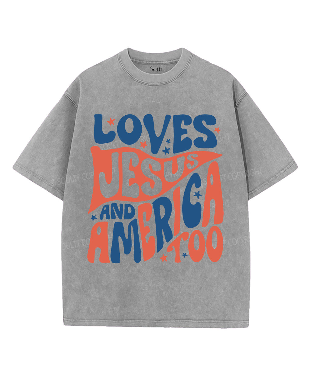 Love Jesus And America Too Unisex Washed Christian T-shirt Hoodie, Sweatshirt | CiraTrend.com (Image 3)