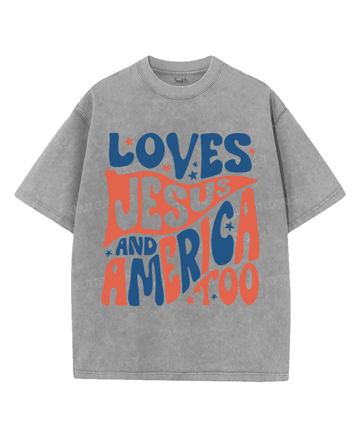 Love Jesus And America Too Unisex Washed Christian T-shirt Hoodie, Sweatshirt | CiraTrend.com (Image 3)