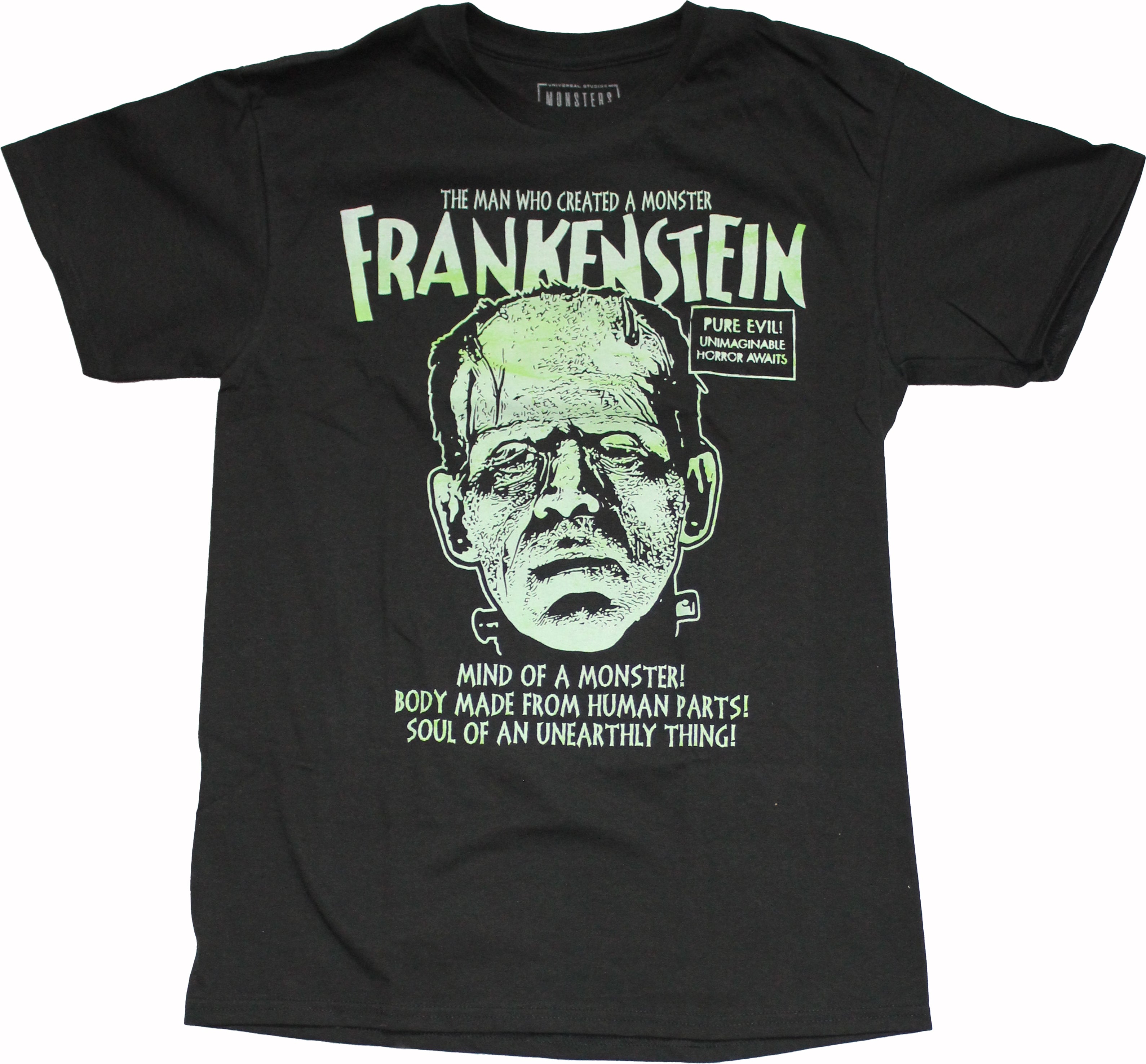 Frankenstein Mens T-Shirt - Universal Monsters Glow in The Dark Face Hoodie, Sweatshirt | CiraTrend.com