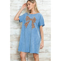 Leopard Bow Mineral Washed Dress