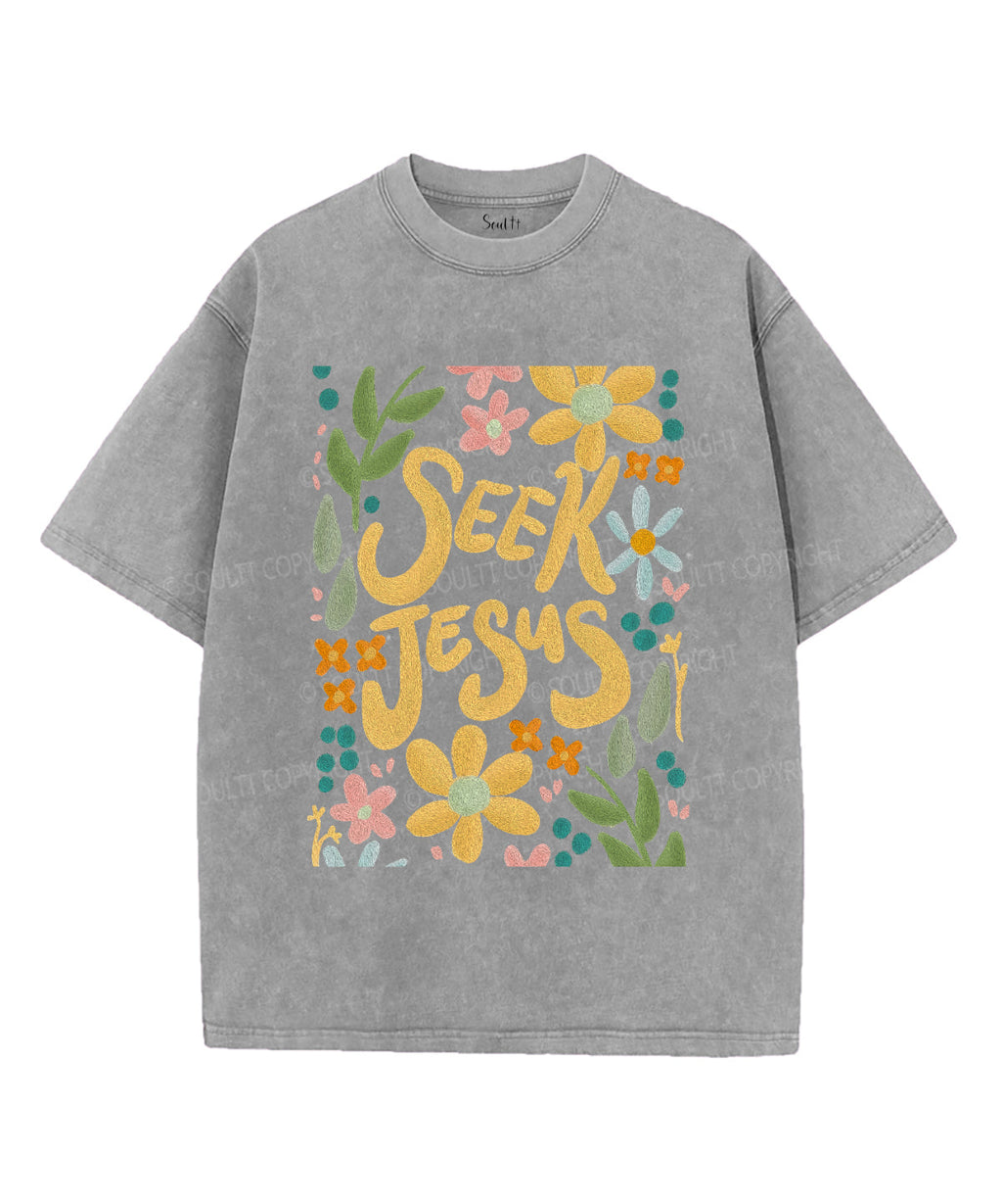 Seek Jesus Unisex Washed Christian T-shirt Hoodie, Sweatshirt | CiraTrend.com (Image 2)