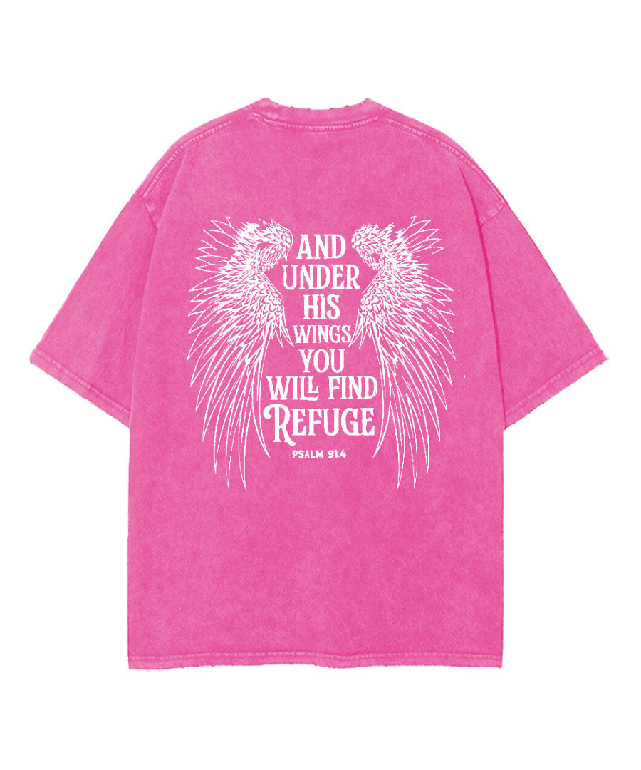 Under His Wings Double Sided Washed Christian T-shirt Hoodie, Sweatshirt | CiraTrend.com (Image 5)