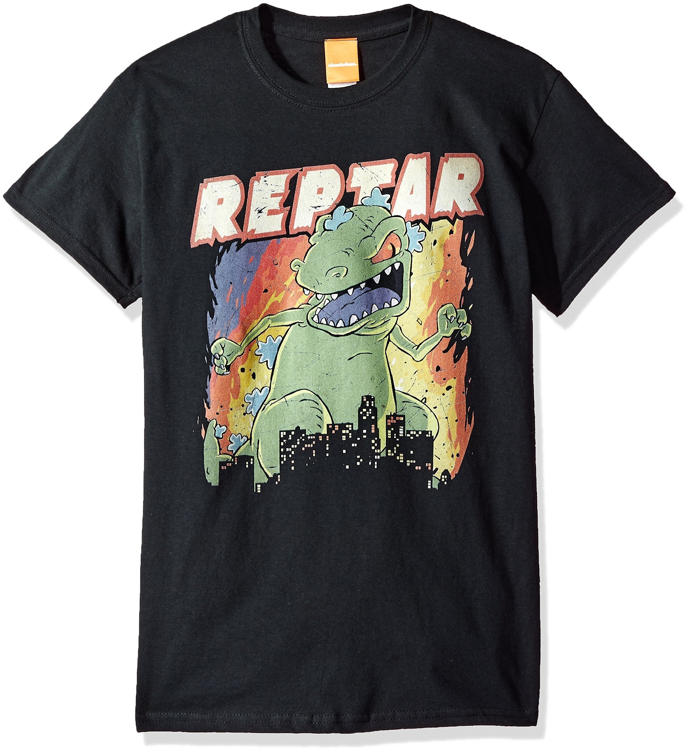 Rugrats Reptar Mens T-Shirt - Reptar Under Name Distressed City Destruction Hoodie, Sweatshirt | CiraTrend.com