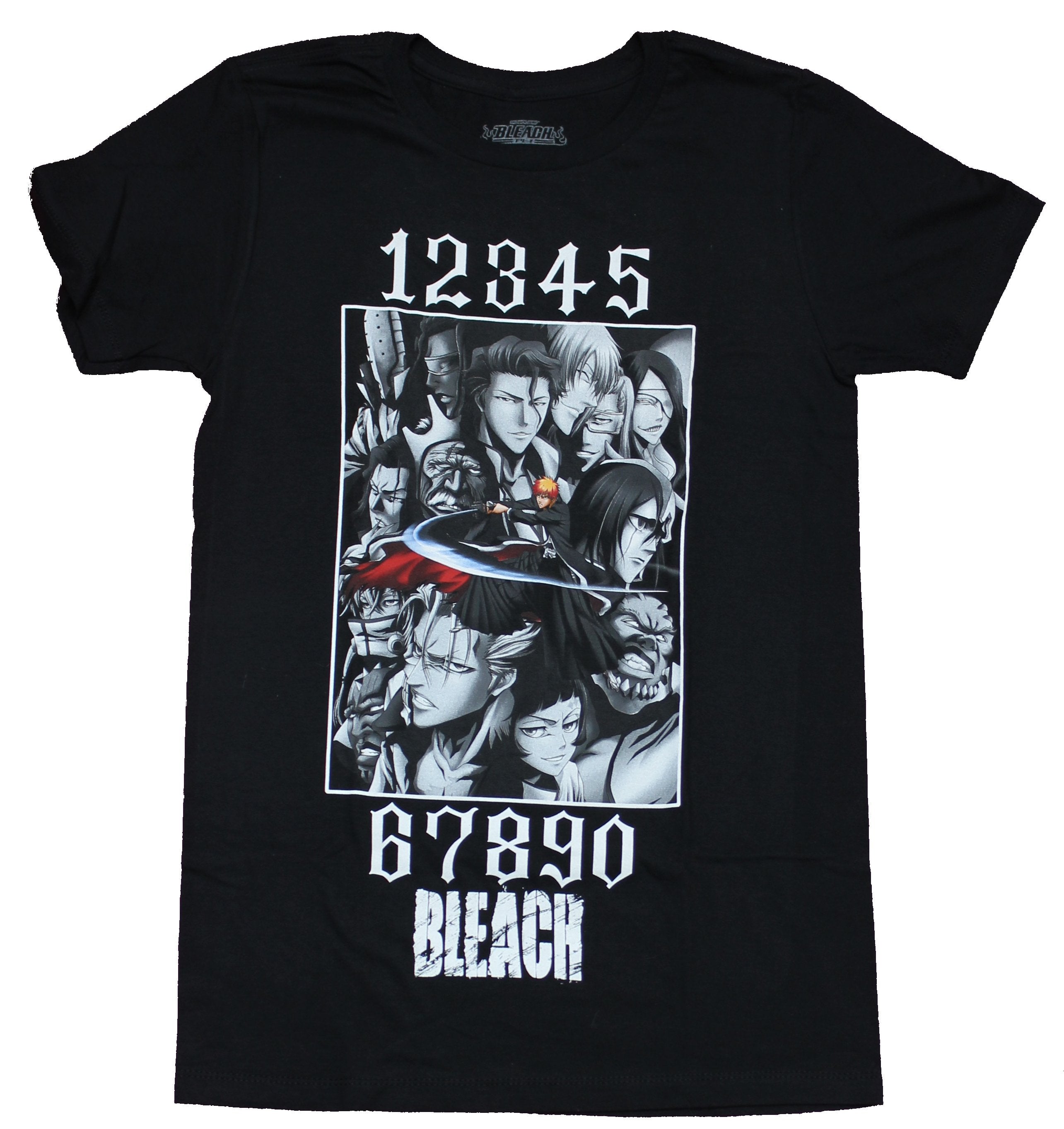 Bleach Mens T-Shirt - Numbers and Giant B & W Character Box Hoodie, Sweatshirt | CiraTrend.com