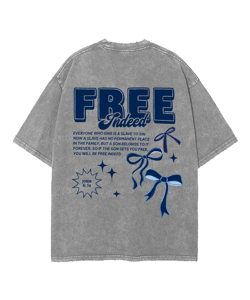 Free Indeed Double Sided Unisex Washed Christian T-shirt Hoodie, Sweatshirt | CiraTrend.com (Image 5)