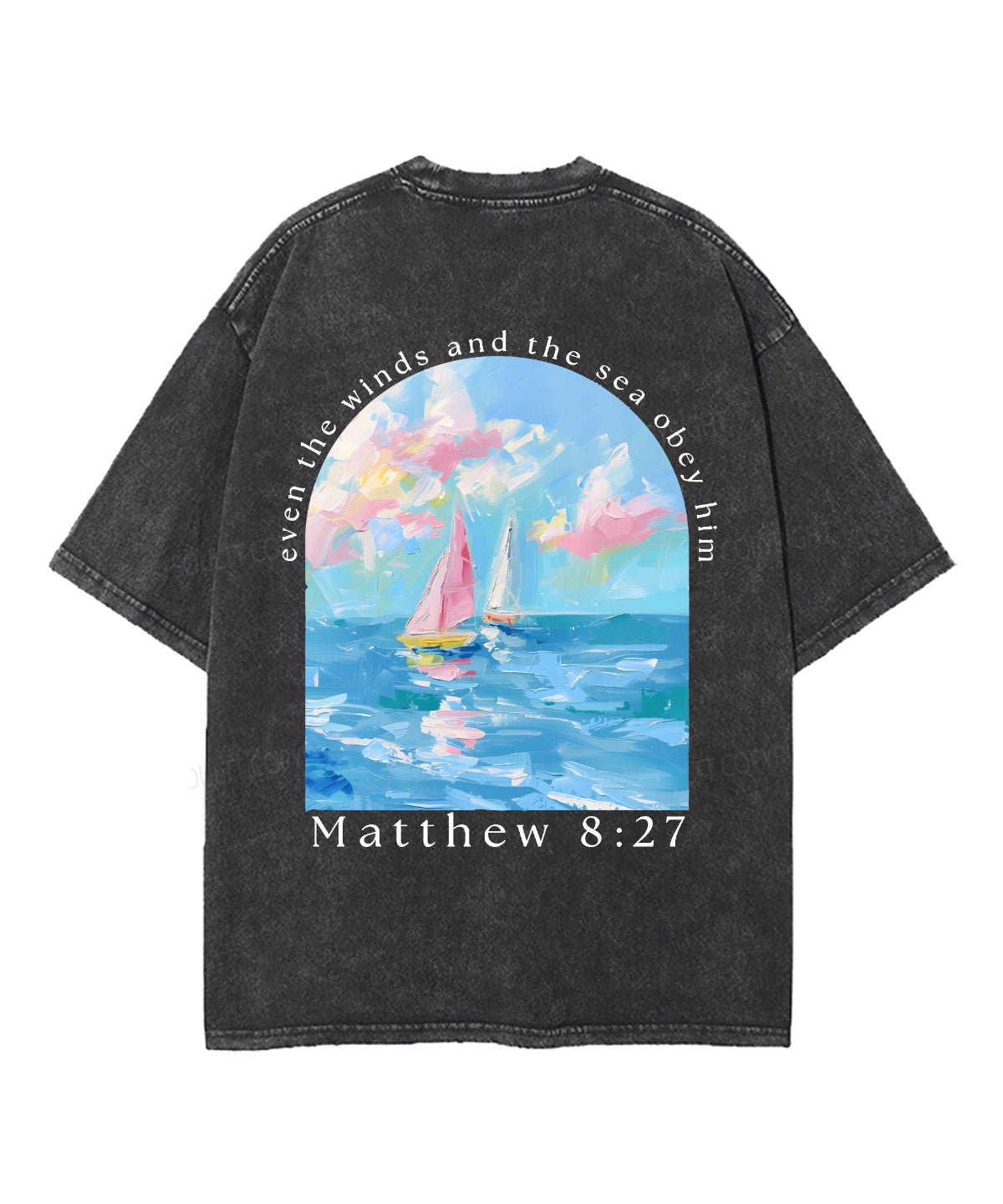Even the Winds and the Sea Obey Him Double Sided Unisex Washed Christian T-shirt Hoodie, Sweatshirt | CiraTrend.com (Image 3)