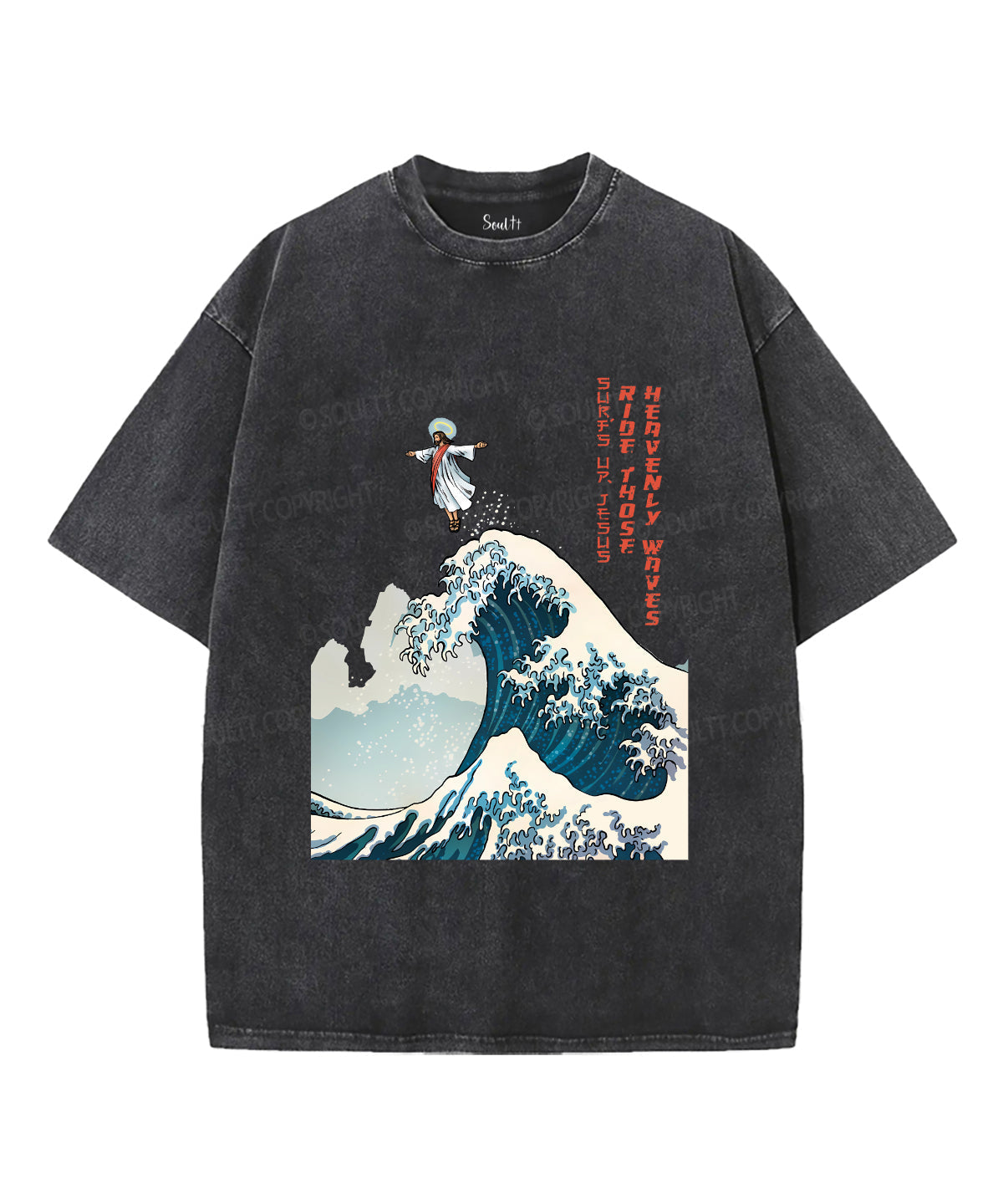 Surfs Up Jesus Unisex Washed Christian T-shirt Hoodie, Sweatshirt | CiraTrend.com (Image 2)