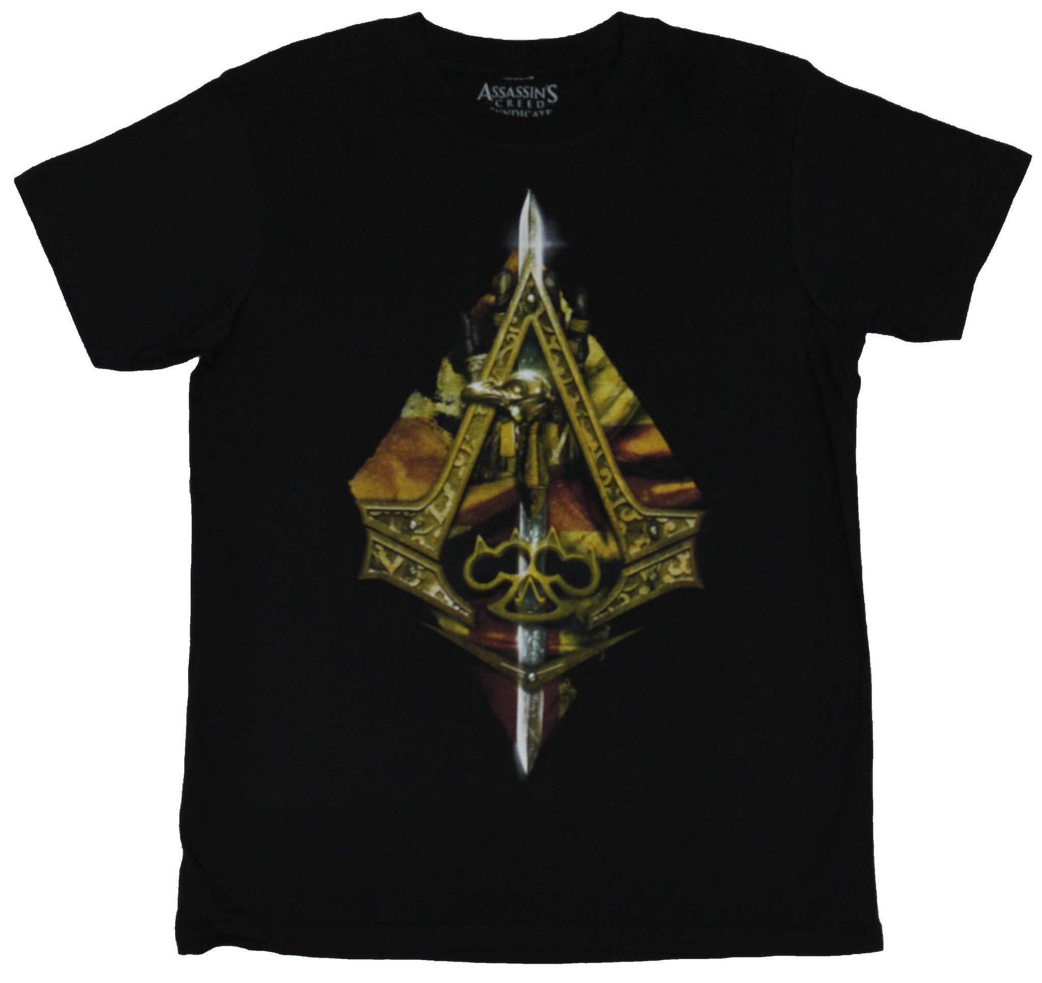 Assassin's Creed Syndicate Mens T-Shirt - Golden Trident A Logo Collage Hoodie, Sweatshirt | CiraTrend.com