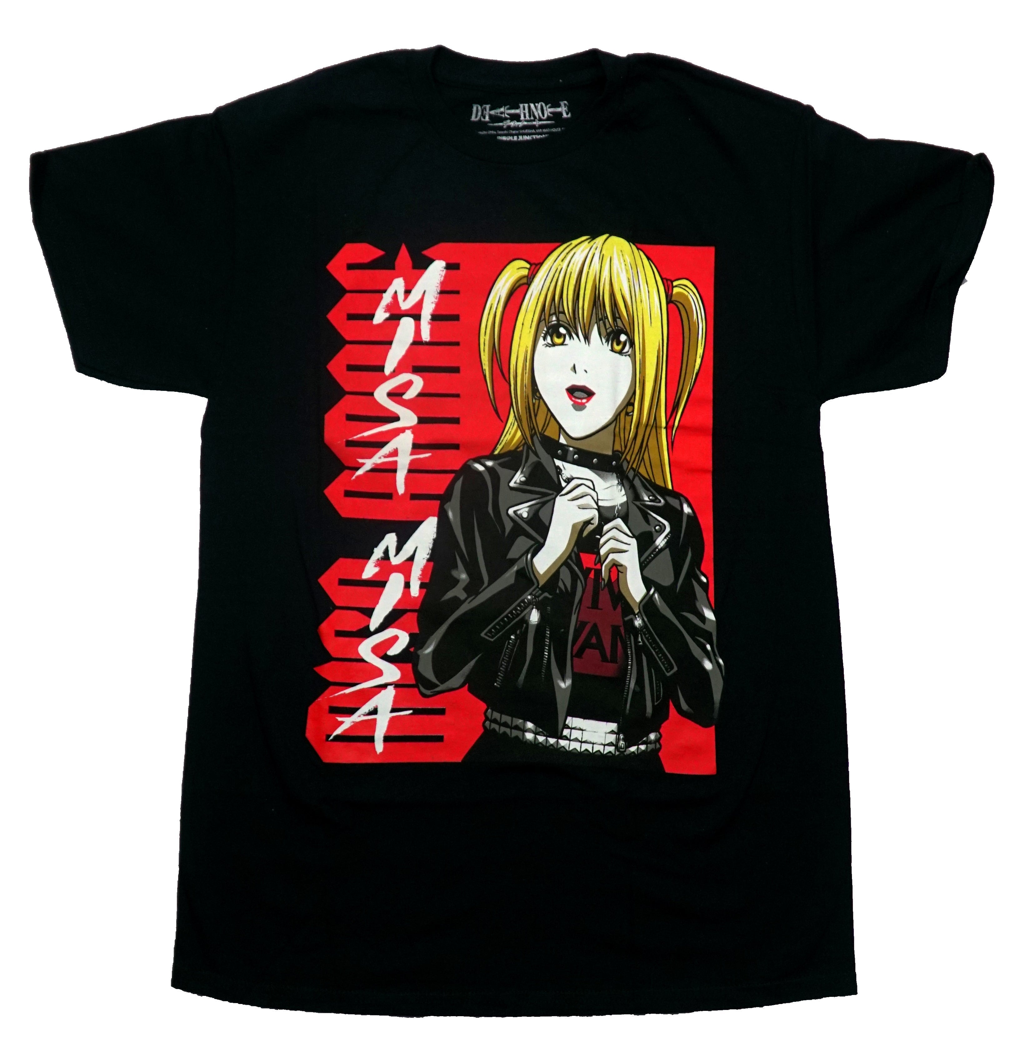 Death Note Mens T-Shirt - Misa Gripping Leather Jacket Along Repeat Name Hoodie, Sweatshirt | CiraTrend.com