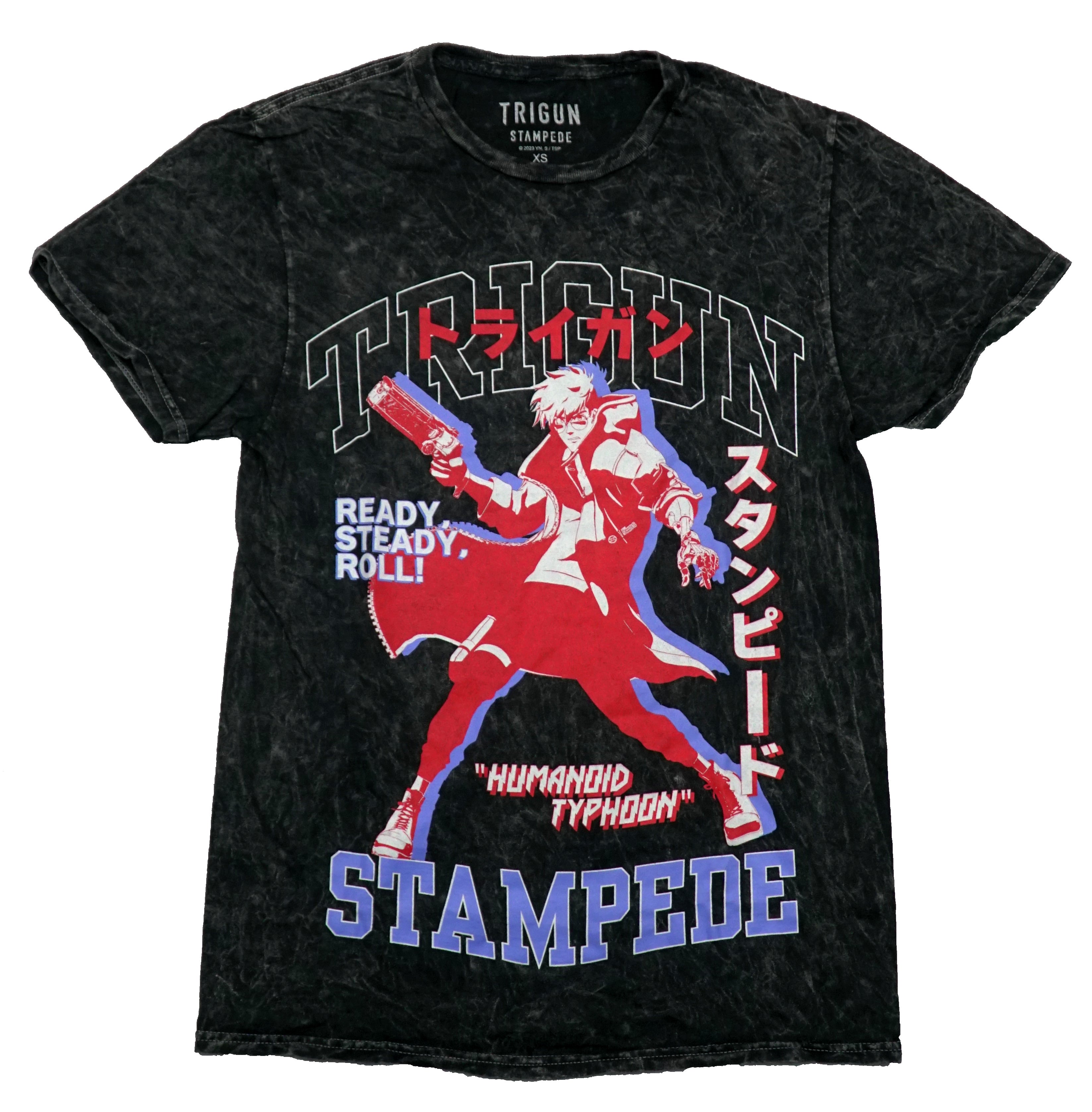 Trigun Stampede Mens T-Shirt -Ready, Steady, Roll! Blue Red Vash Hoodie, Sweatshirt | CiraTrend.com