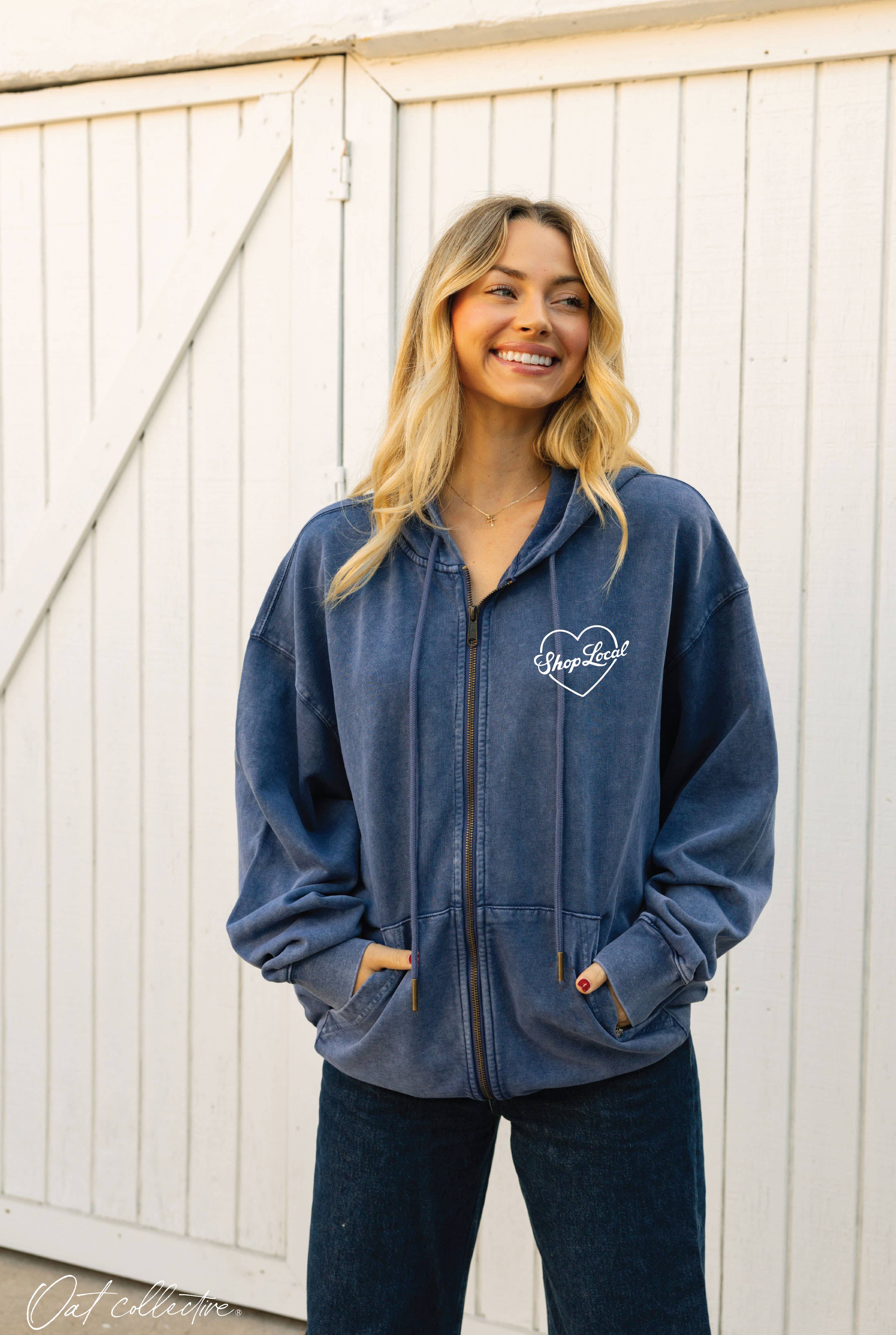 Shop Local Mineral  Zipper Hooded Pullover