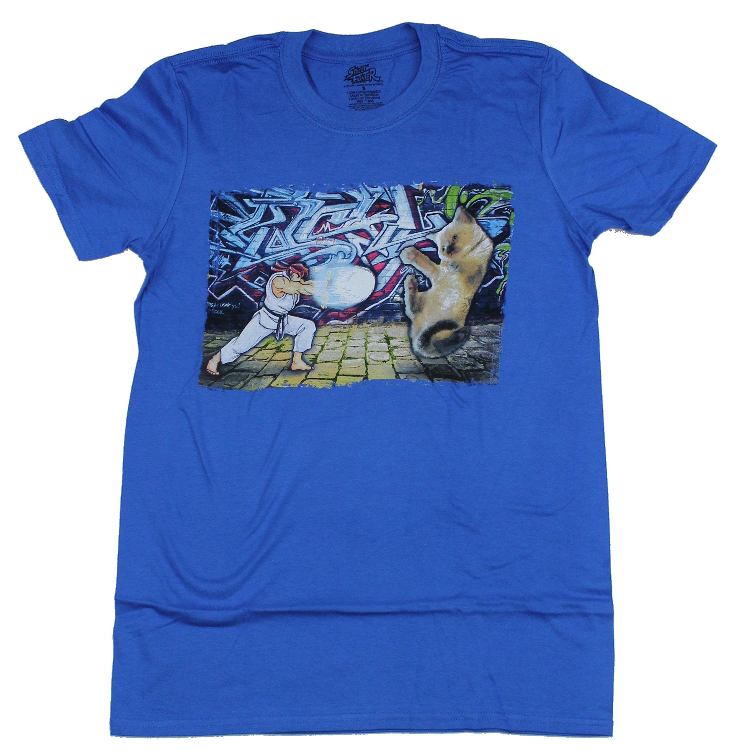 Street Fighter II Mens T-Shirt - Ryu Verses Kitten Battle Hoodie, Sweatshirt | CiraTrend.com