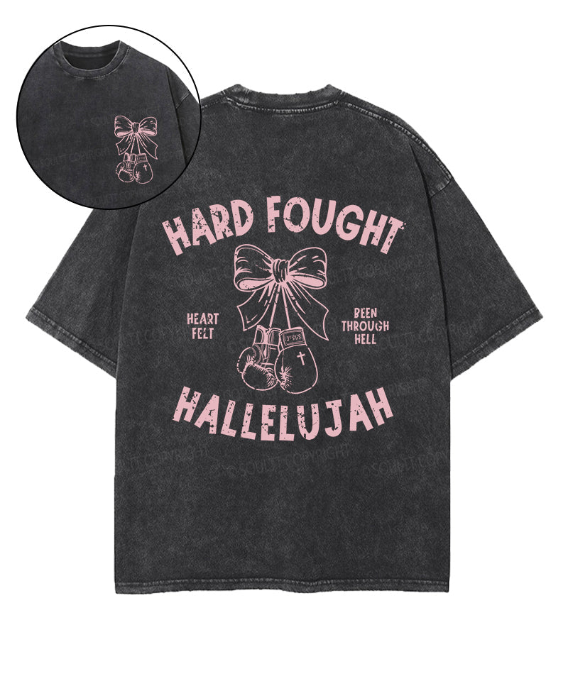 Hard Fought Double Sided Unisex Washed Christian T-shirt Hoodie, Sweatshirt | CiraTrend.com (Image 1)