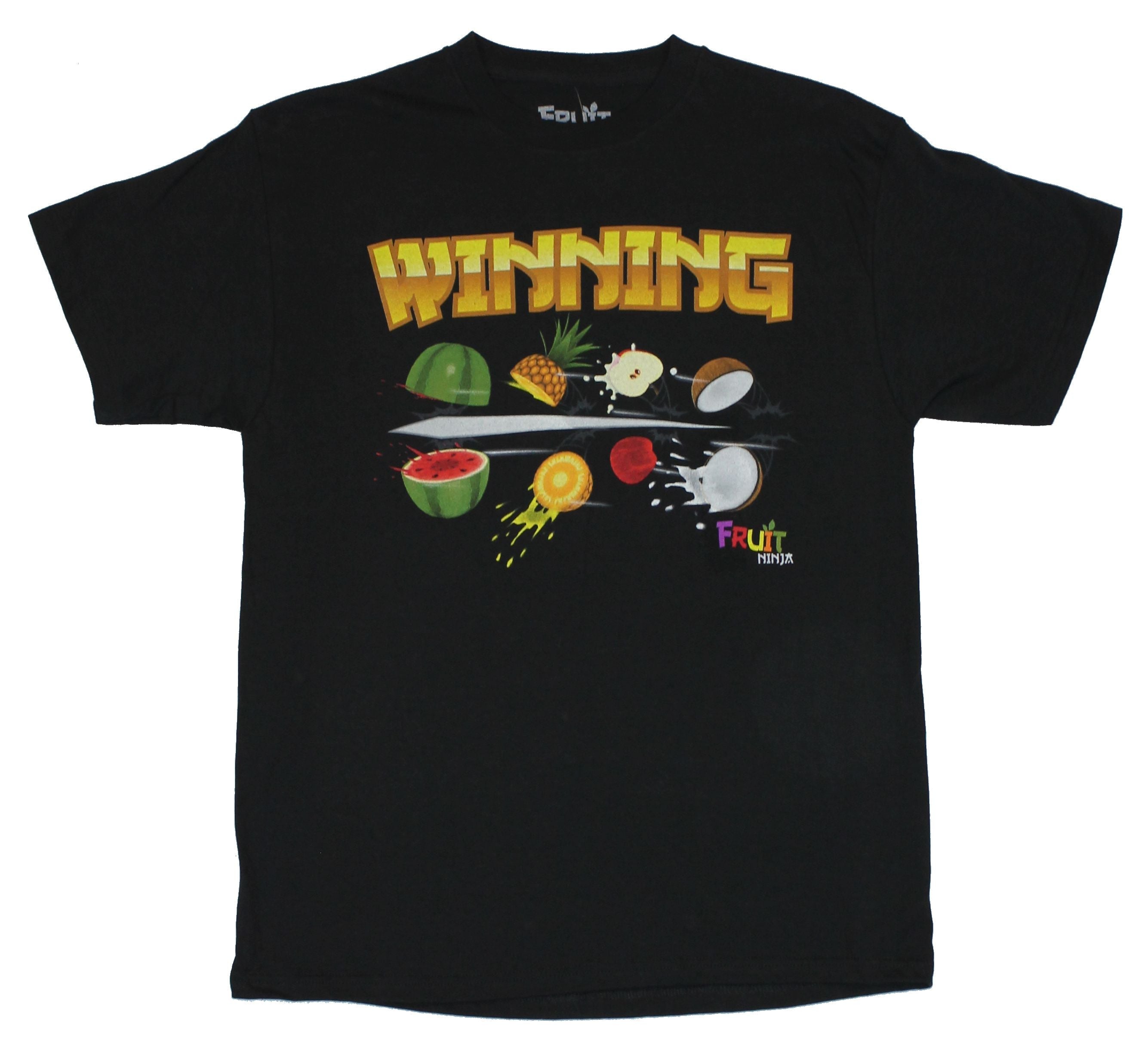 Fruit Ninja Mens T-Shirt - Four Fruit Slice Image on Black Hoodie, Sweatshirt | CiraTrend.com