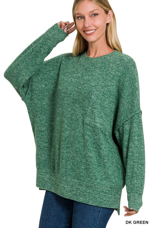 .Brushed Melange Drop Shoulder Oversized Sweater