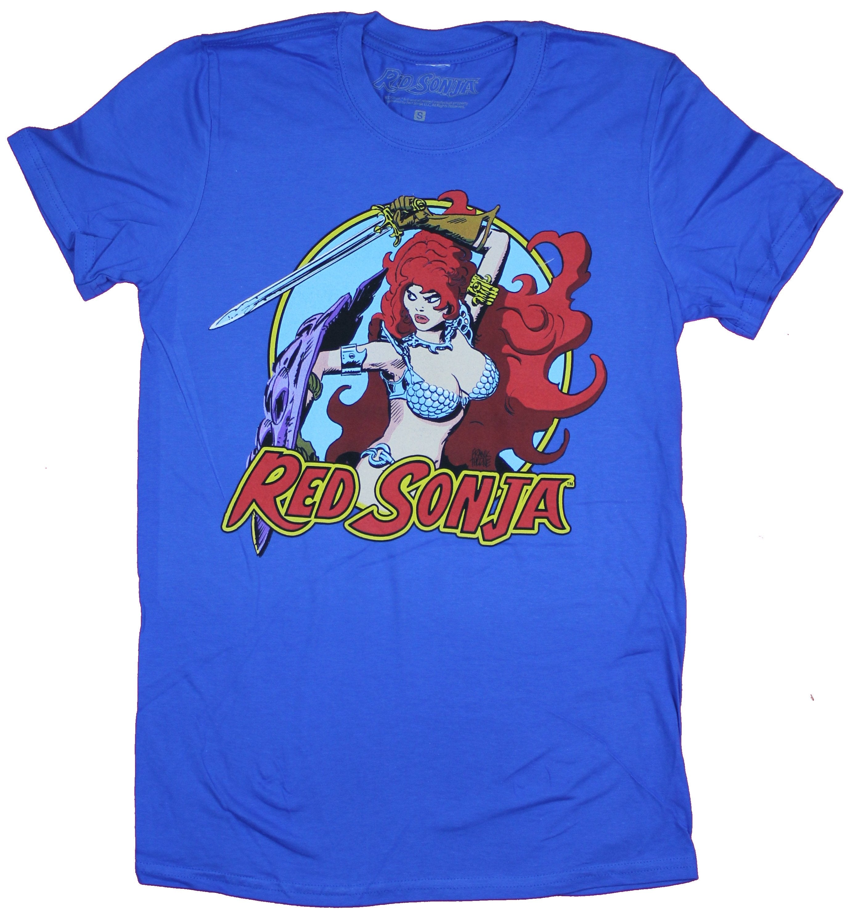 Red Sonja Mens T-Shirt - Sword Wielding Circle Image Hoodie, Sweatshirt | CiraTrend.com
