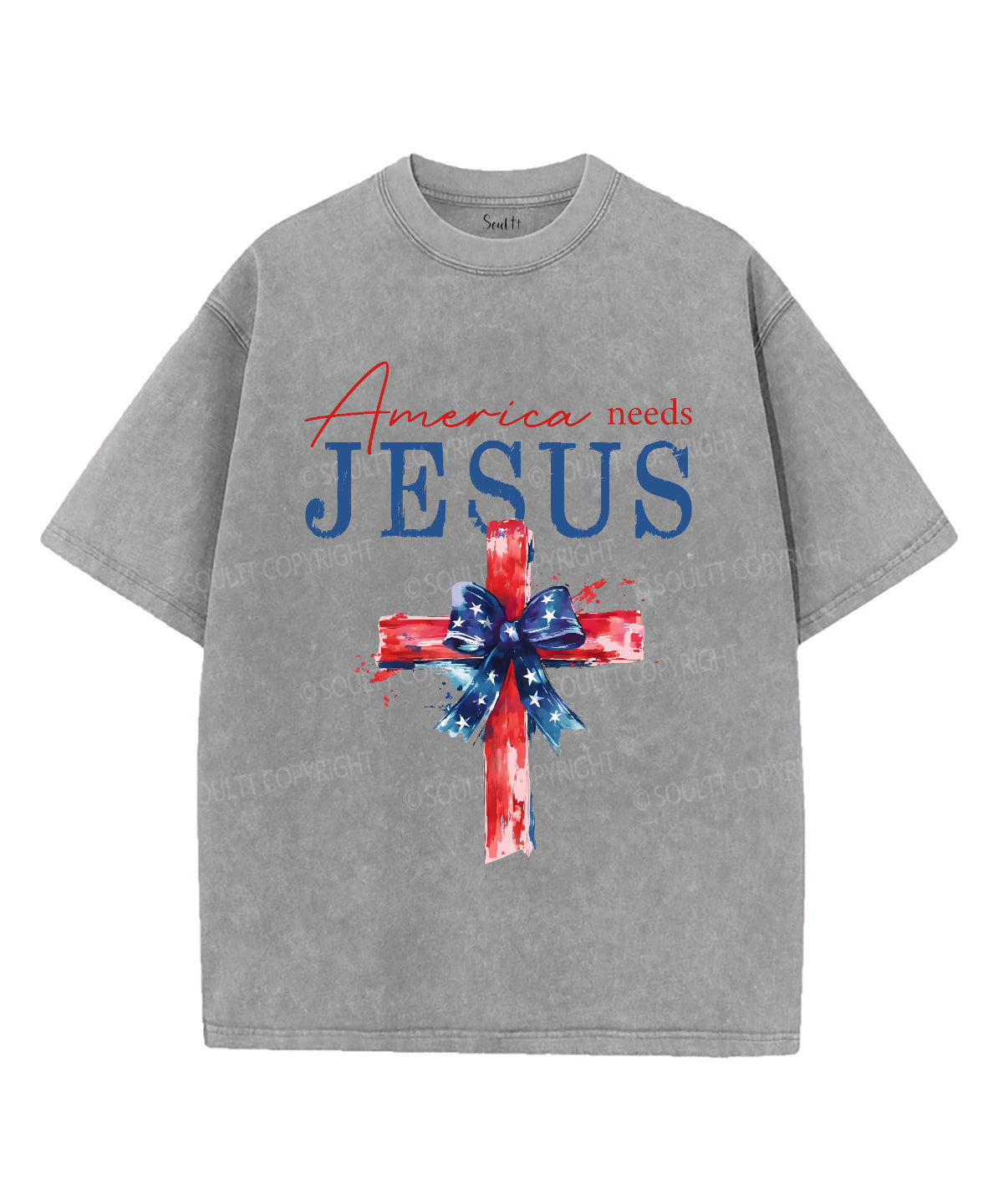 America Need Jesus Unisex Washed Christian T-shirt Hoodie, Sweatshirt | CiraTrend.com (Image 2)