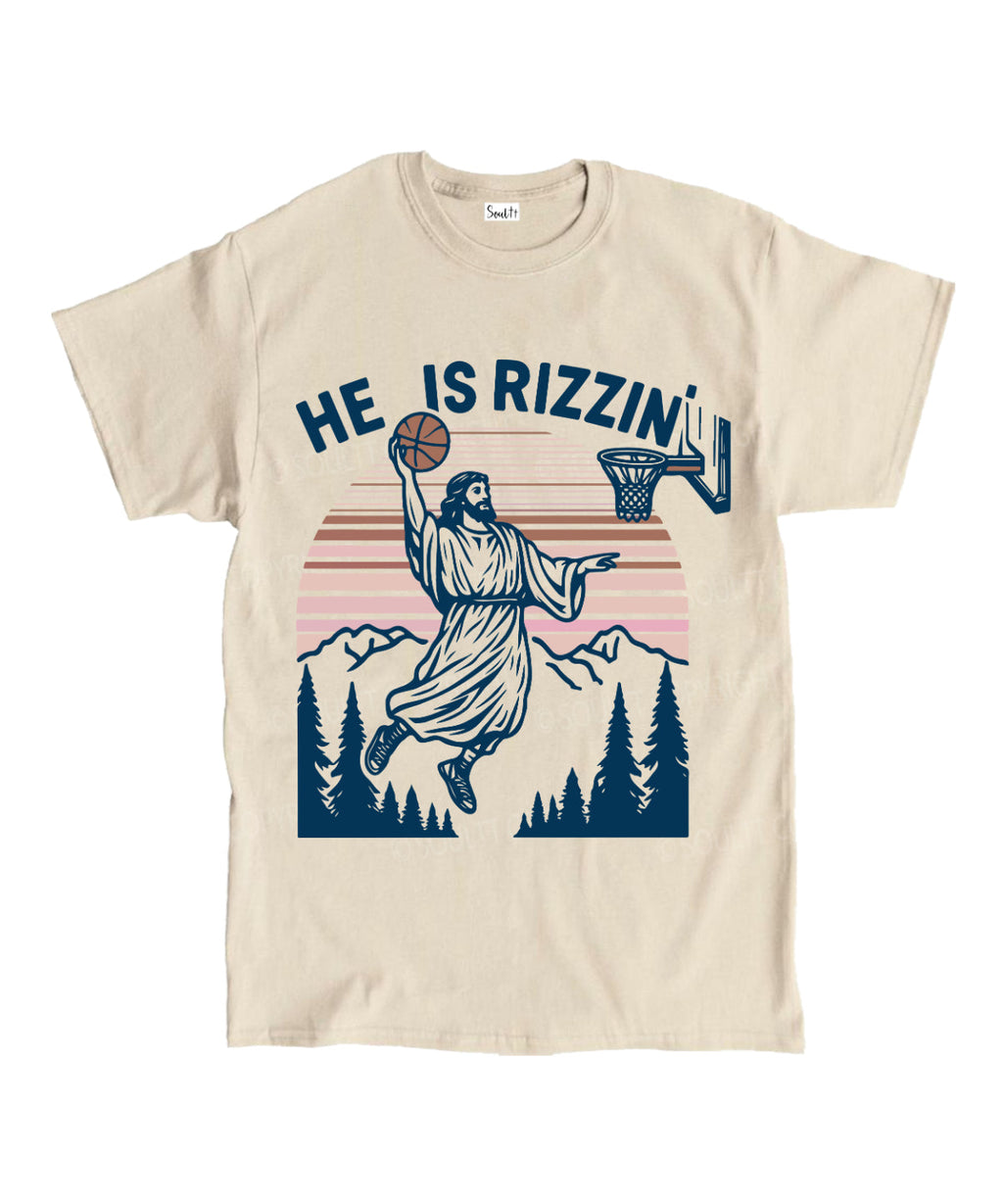 He Is Rizzin' Unisex Cotton Christian T-Shirt Hoodie, Sweatshirt | CiraTrend.com (Image 4)