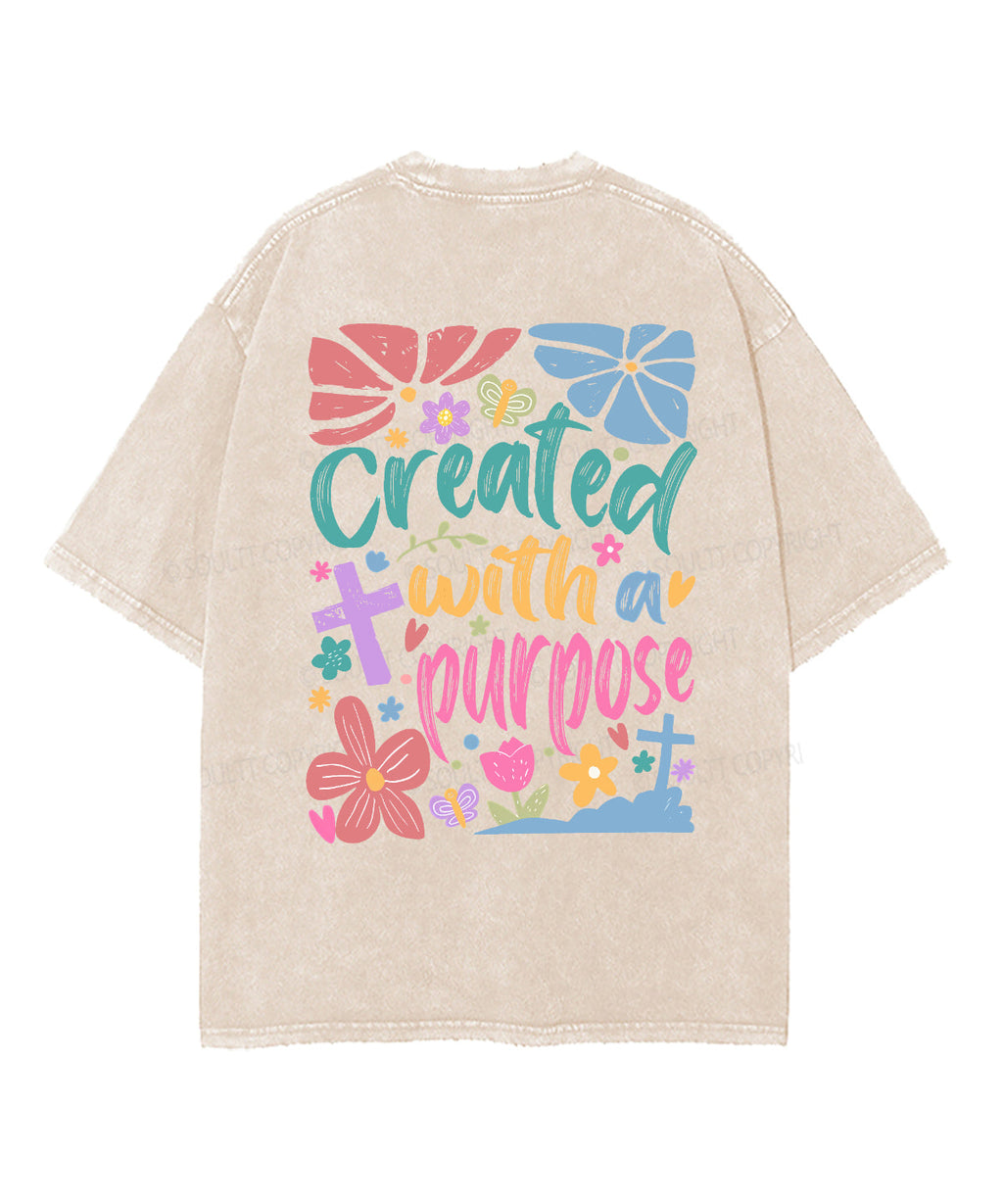 Created With A Purpose Double Sided Unisex Washed Christian T-shirt Hoodie, Sweatshirt | CiraTrend.com (Image 5)