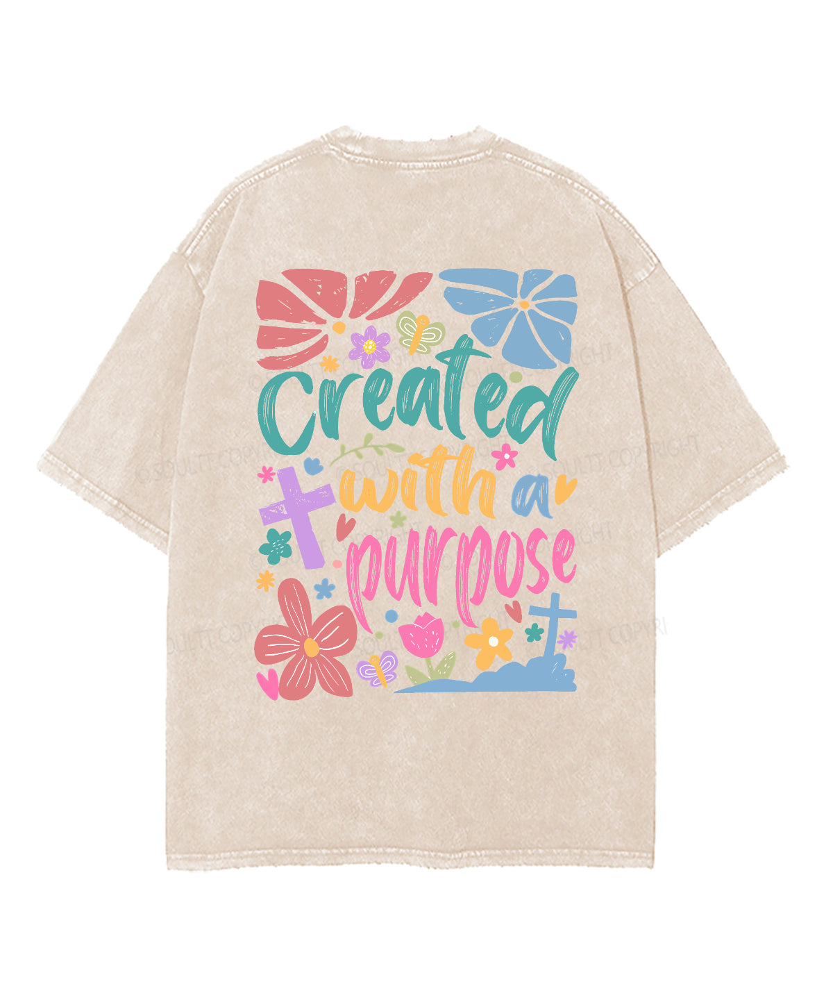 Created With A Purpose Double Sided Unisex Washed Christian T-shirt Hoodie, Sweatshirt | CiraTrend.com (Image 5)