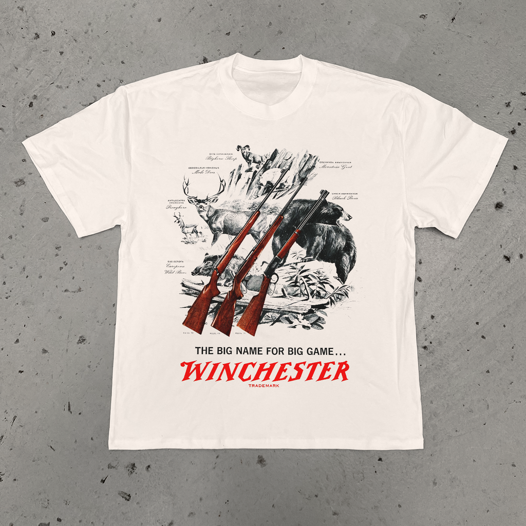 WINCHESTER 'BIG GAME' BONE HEAVYWEIGHT T-SHIRT Hoodie, Sweatshirt | CiraTrend.com (Image 1)