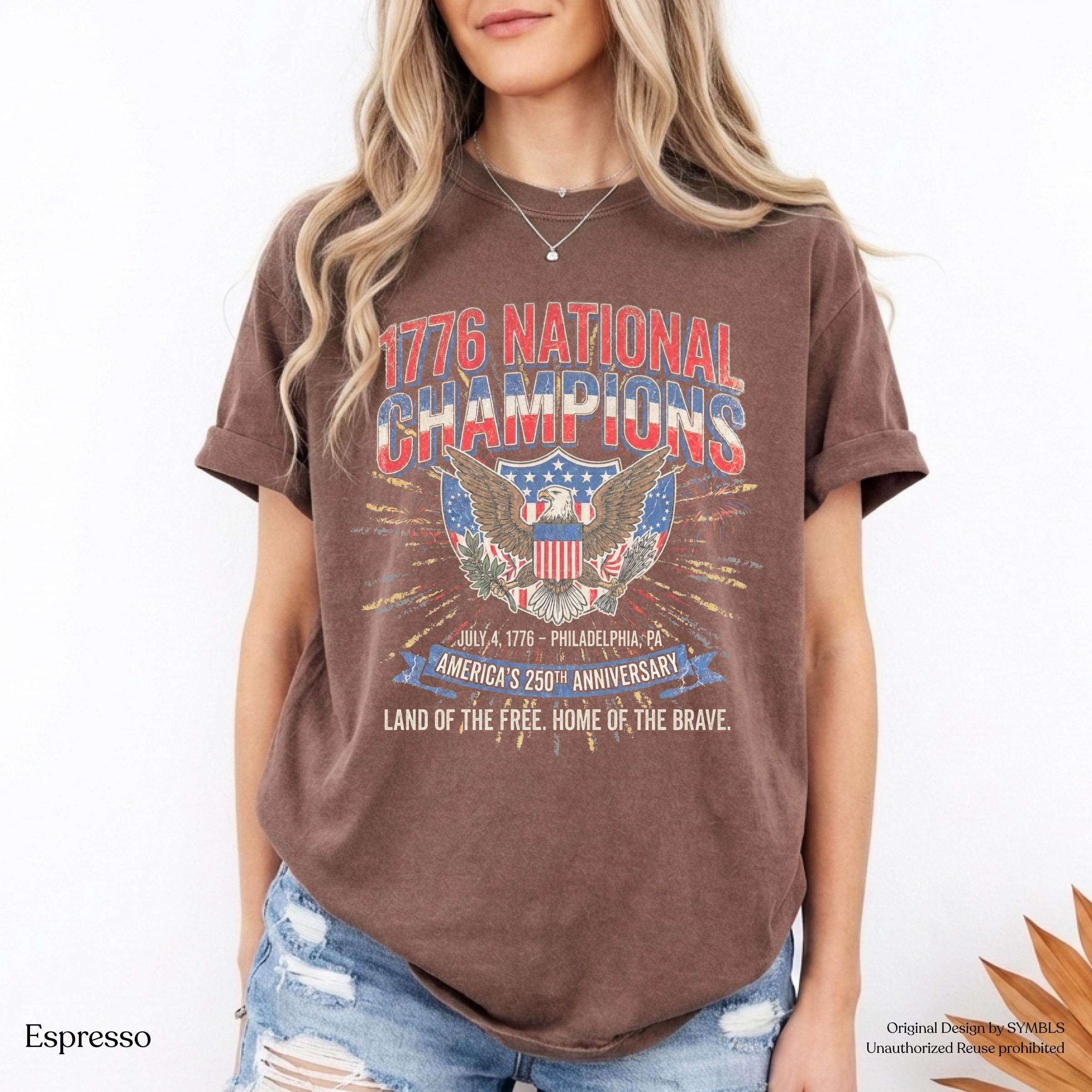 July 4th 1776 National Champions America 250th Anniversary Oversized Tee Distressed Vintage (5)