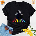 Rainbow Shirt - Black T-Shirt with Rainbow Design, 100% Cotton, Crew Neck, 3/4 Length, Casual & LGBTQ-Inspired, All...