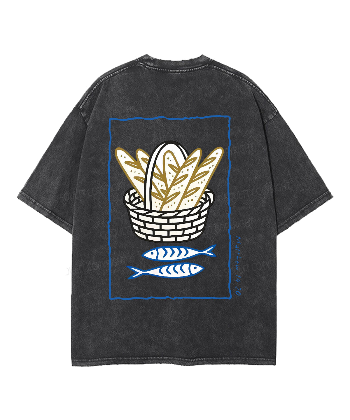 Fish And Bread Double Sided Unisex Washed Christian T-shirt Hoodie, Sweatshirt | CiraTrend.com (Image 2)
