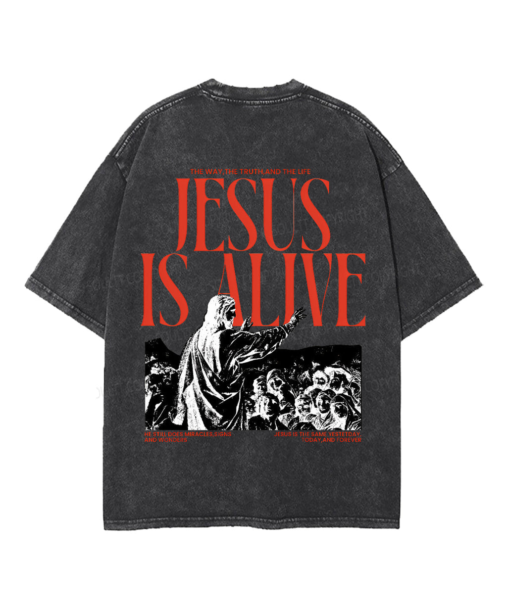 Jesus Is Alive Double Sided Unisex Washed Christian T-shirt Hoodie, Sweatshirt | CiraTrend.com (Image 5)