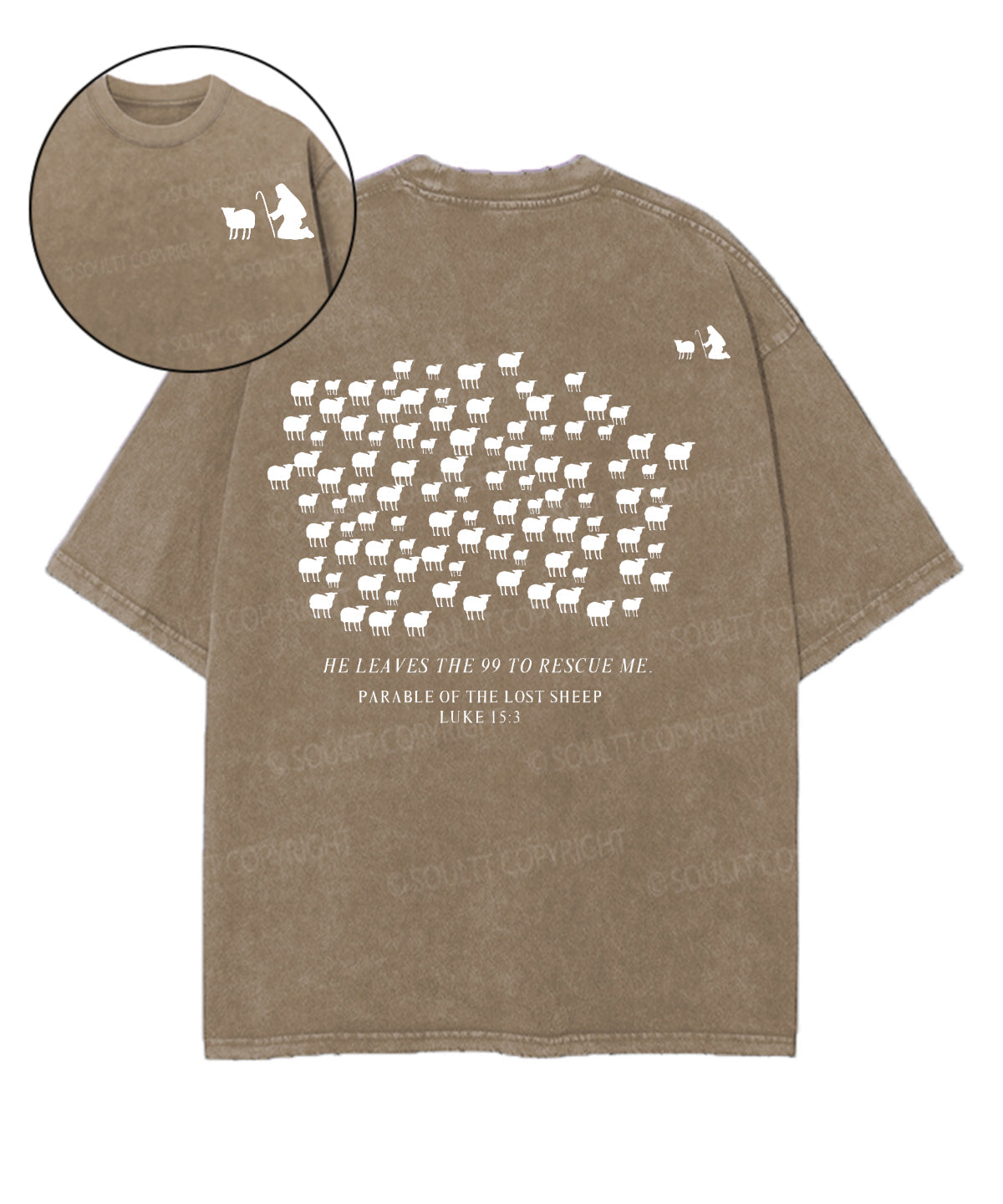 He Leaves The 99 Double Sided Unisex Washed Christian T-shirt Hoodie, Sweatshirt | CiraTrend.com (Image 1)