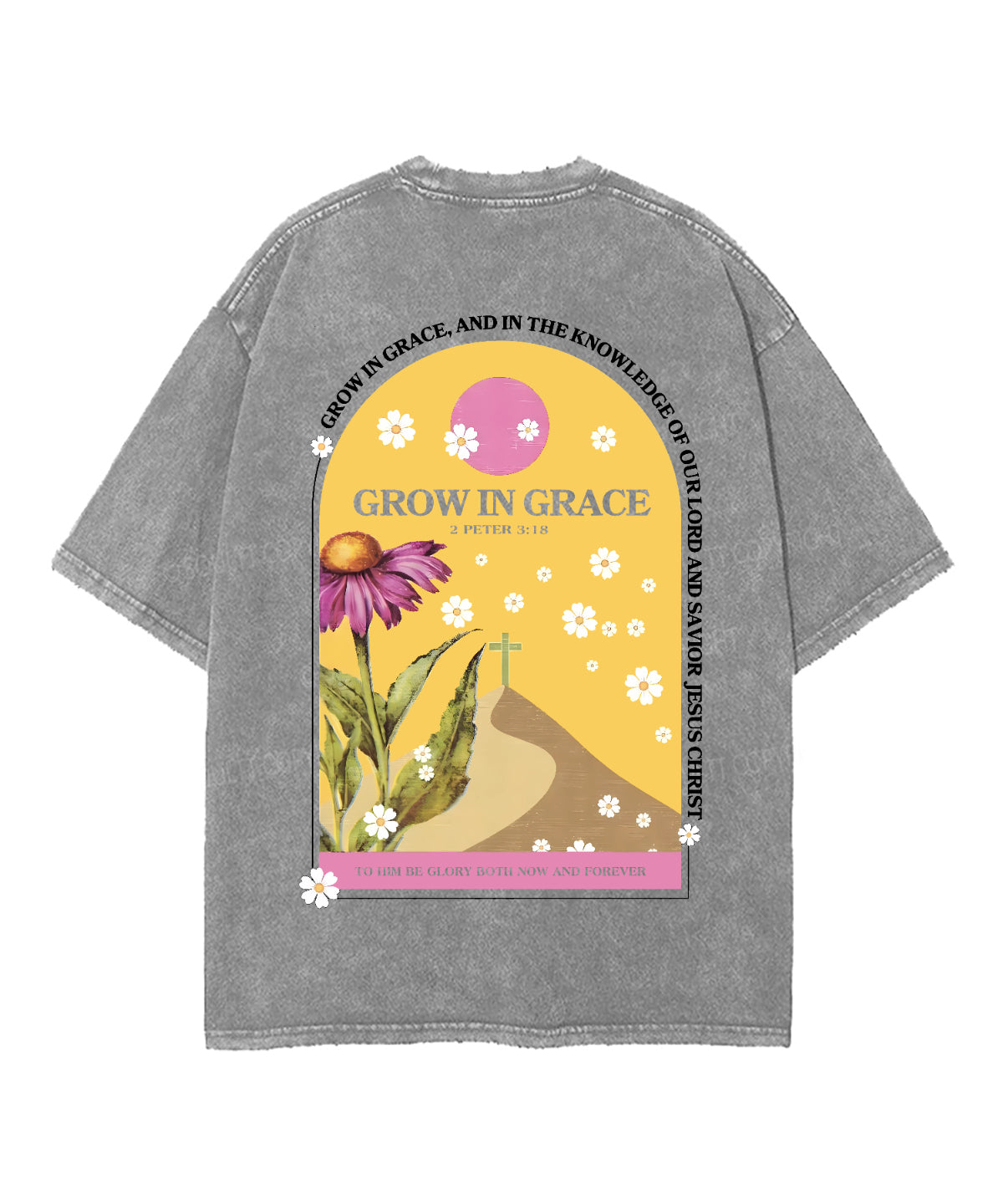 Grow In Grace Double Sided Unisex Washed Christian T-shirt Hoodie, Sweatshirt | CiraTrend.com (Image 5)