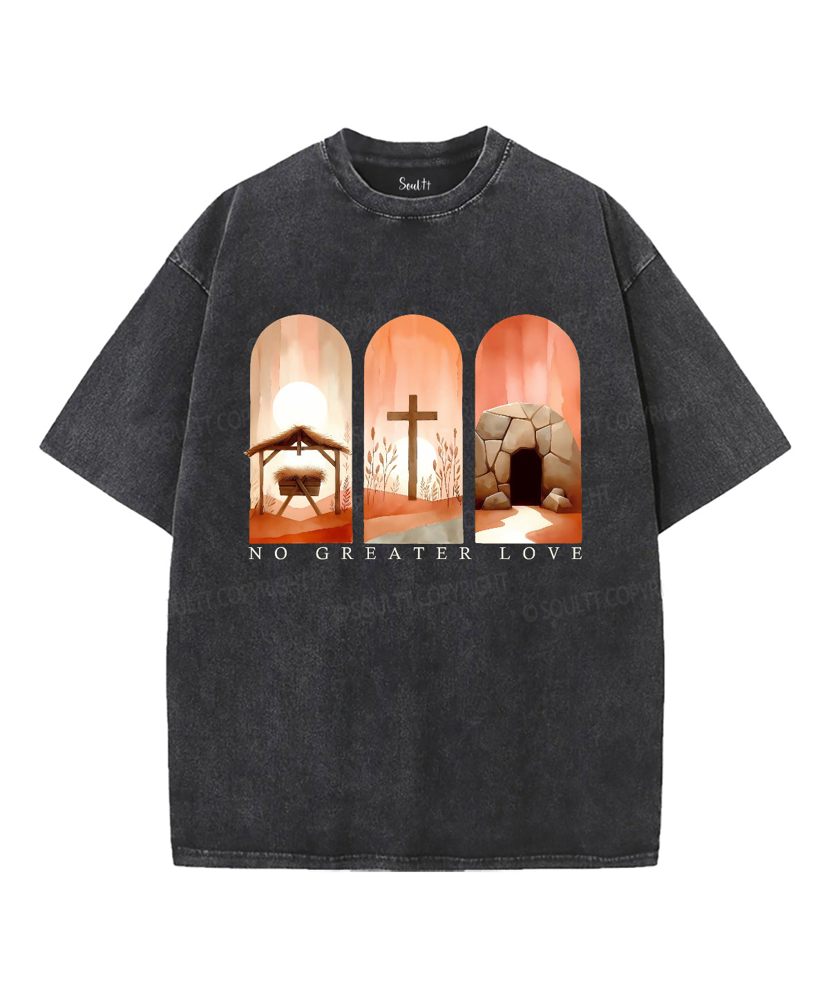 No Greater Love Unisex Washed Christian T-shirt Style001 Hoodie, Sweatshirt | CiraTrend.com (Image 1)