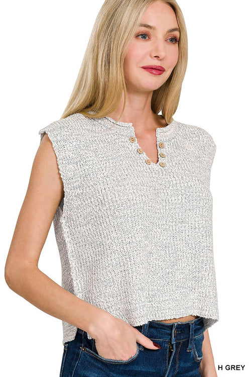 .SI-27480 Split Neck Sweater Vest